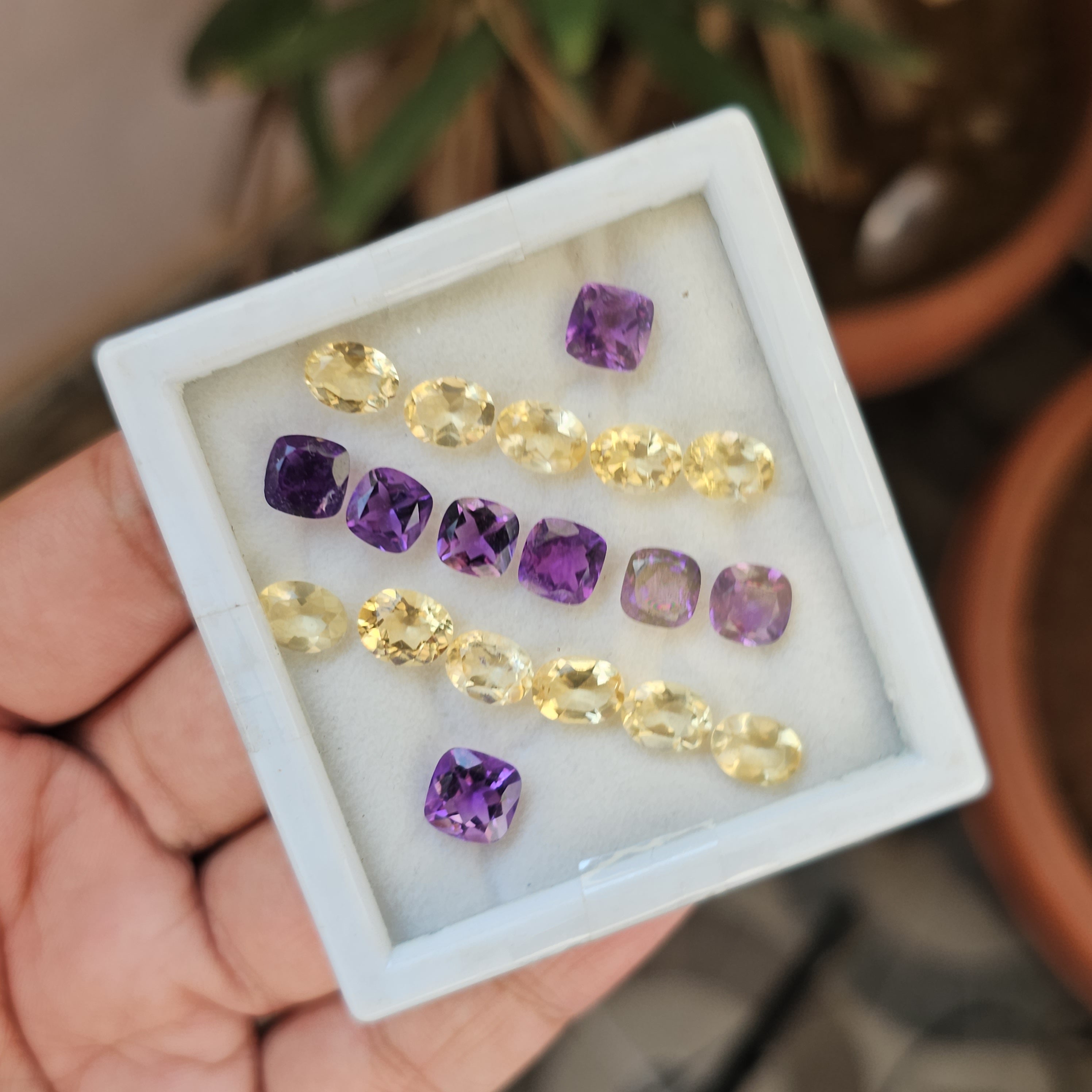 19 Pcs Natural Citrine And Amethyst Faceted Gemstone Shape: Cushion And Oval| Size: 8mm - The LabradoriteKing