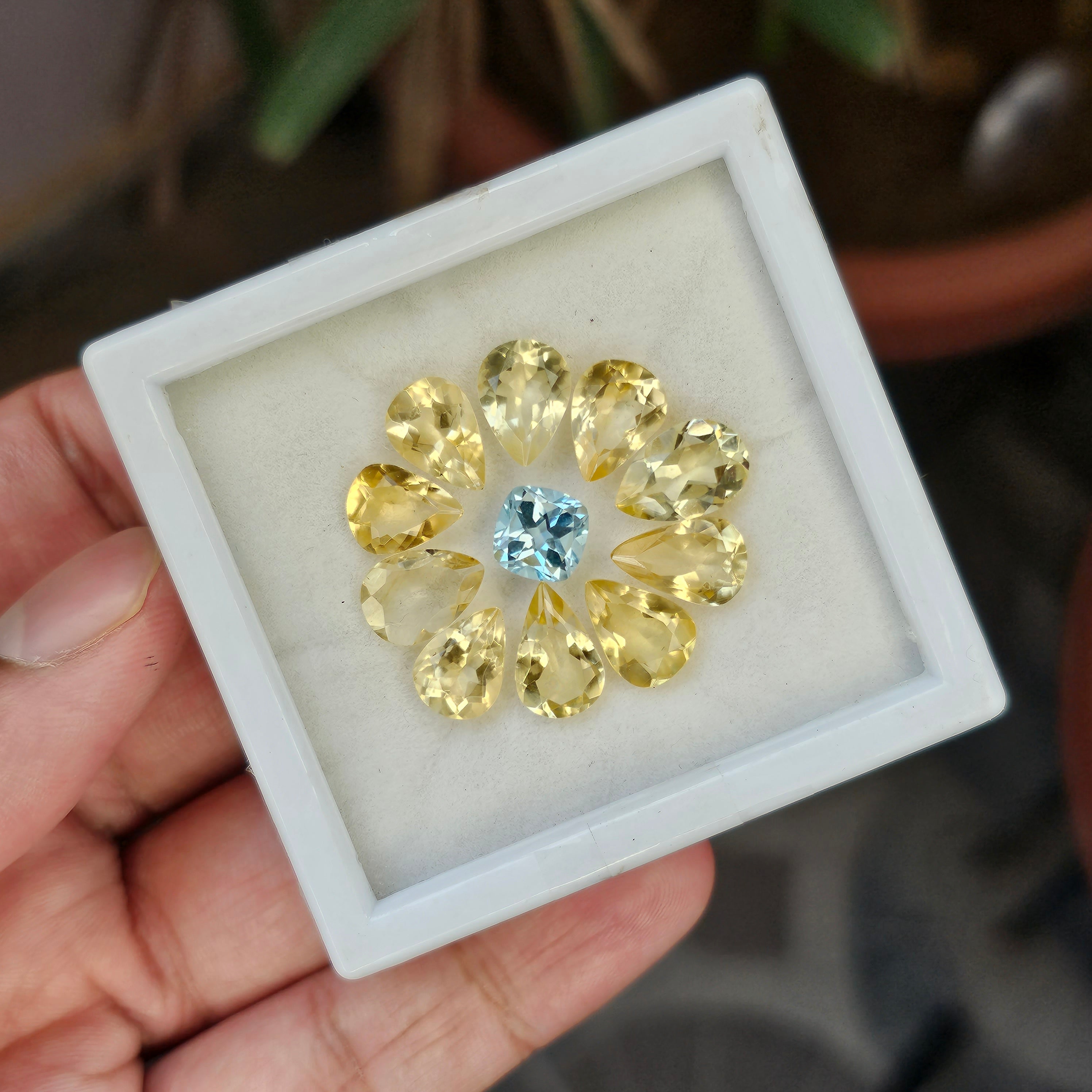 11 Pcs Natural Citrine & Blue Topaz Faceted Gemstone Shape: Pear & Cushion| Size: 8-12mm - The LabradoriteKing