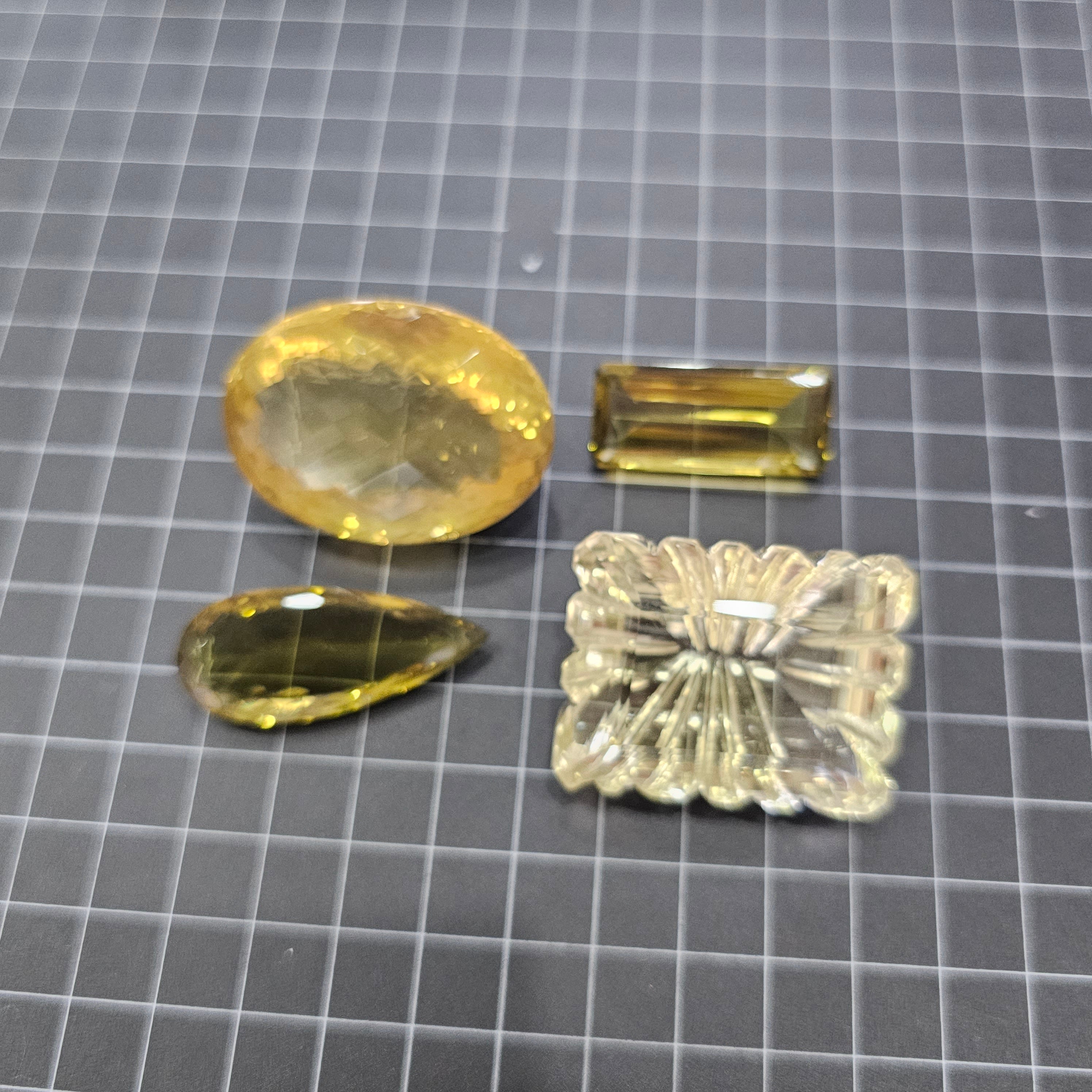 4 Pcs Natural Citrine And Lemon Quartz Faceted & Flower Carved Gemstone Shape: Mix | Size: 31-41mm - The LabradoriteKing