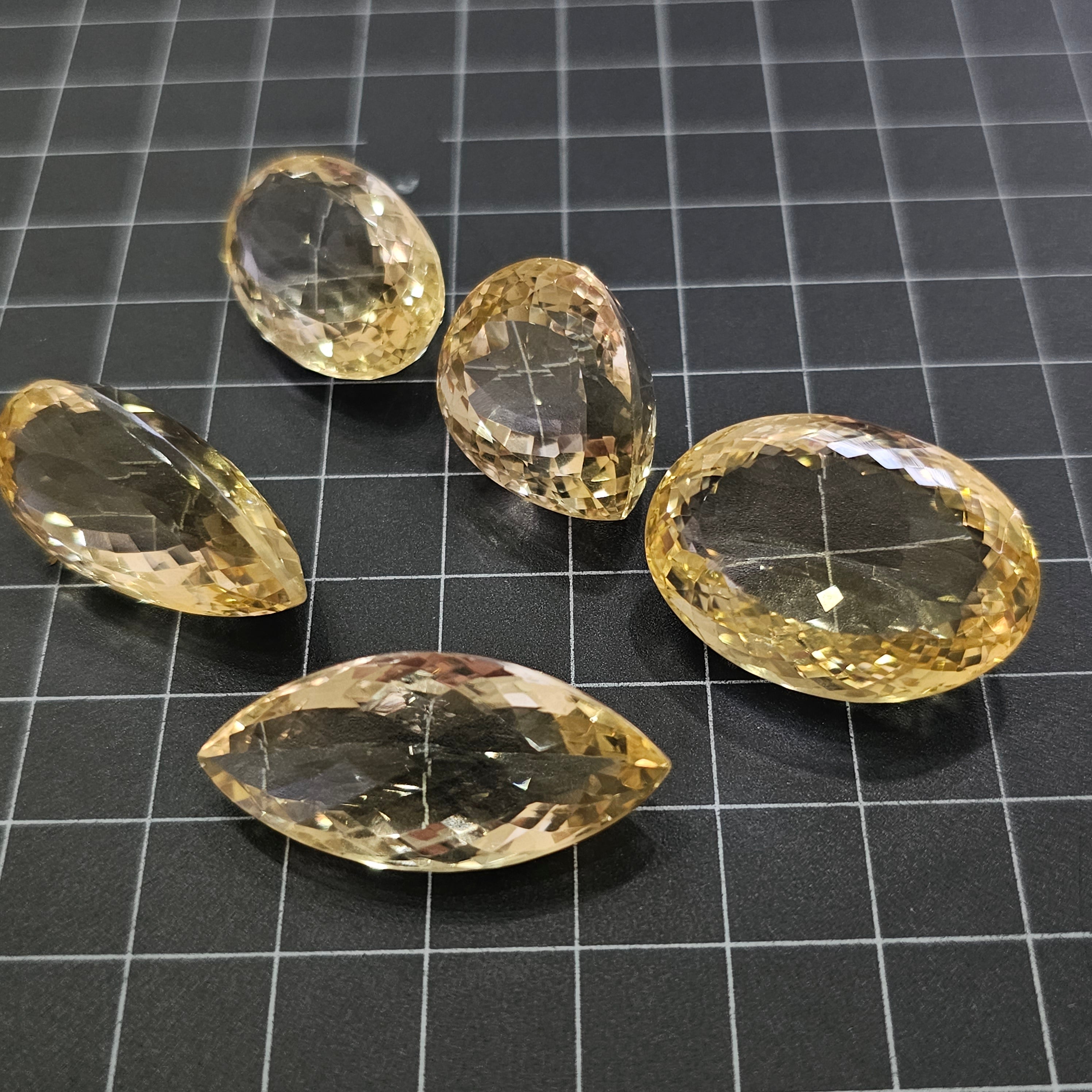 5 Pcs Natural Citrine Faceted Gemstone Shape: Pear & Oval | Size: 12-32mm - The LabradoriteKing