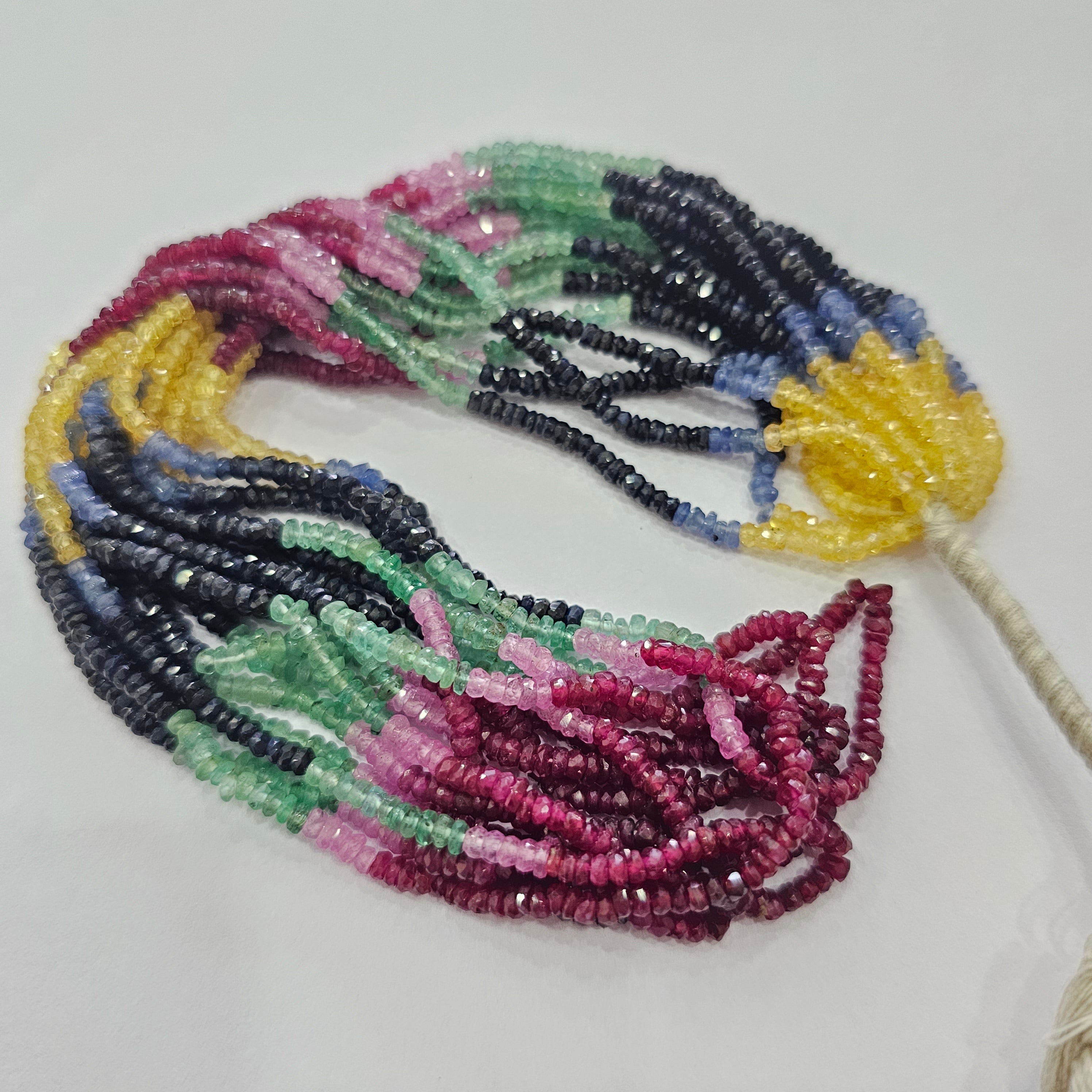 Natural Precious Gemstone Beads Size: 3mm | Ruby Sapphire and Emerald - The LabradoriteKing