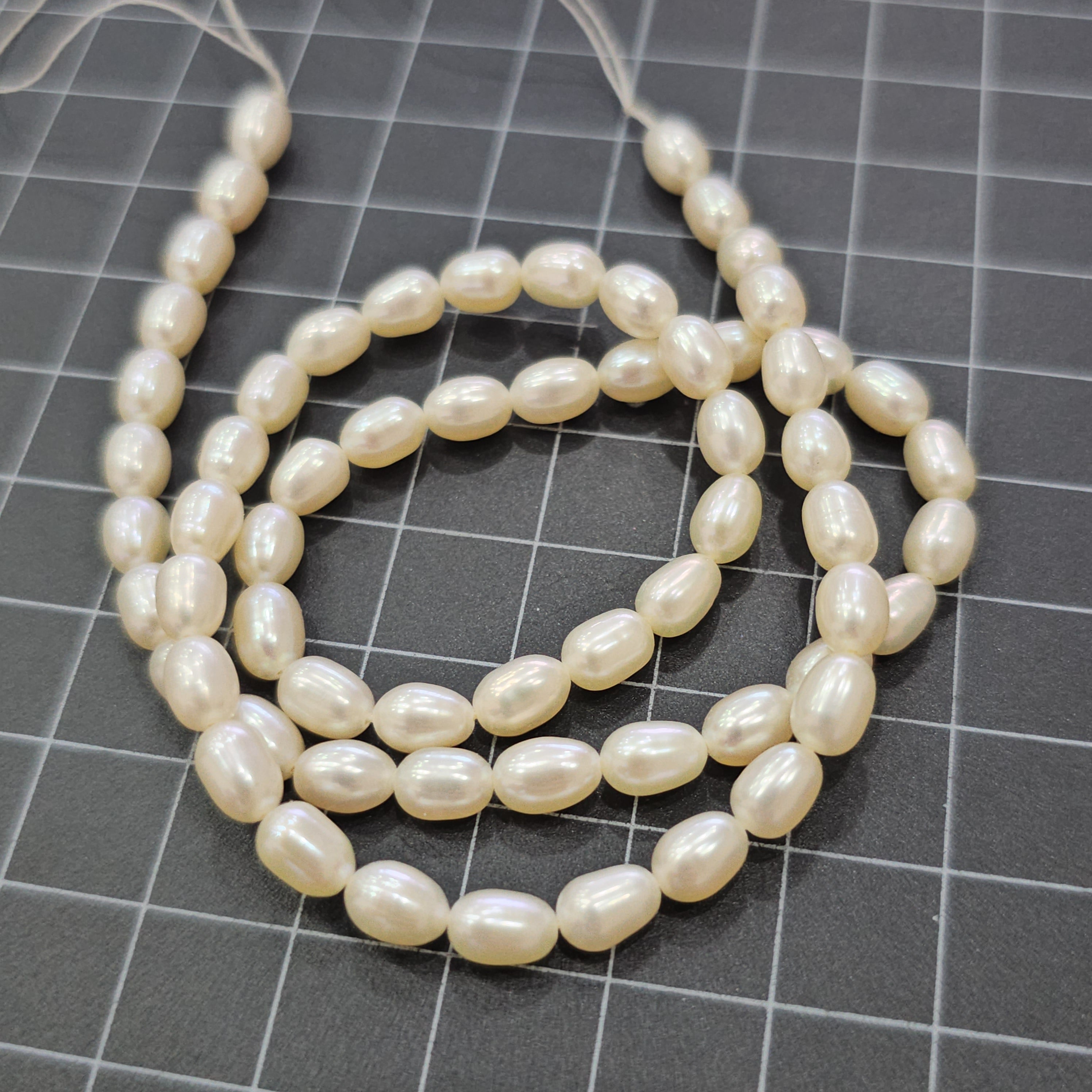 16 Inches Of Natural Pearl Oval Shape Gemstone Beads Size 7x5mm - The LabradoriteKing