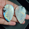 Load image into Gallery viewer, 1 Pair Cabochon Moonstone With Black Tourmaline | 59x36mm - The LabradoriteKing