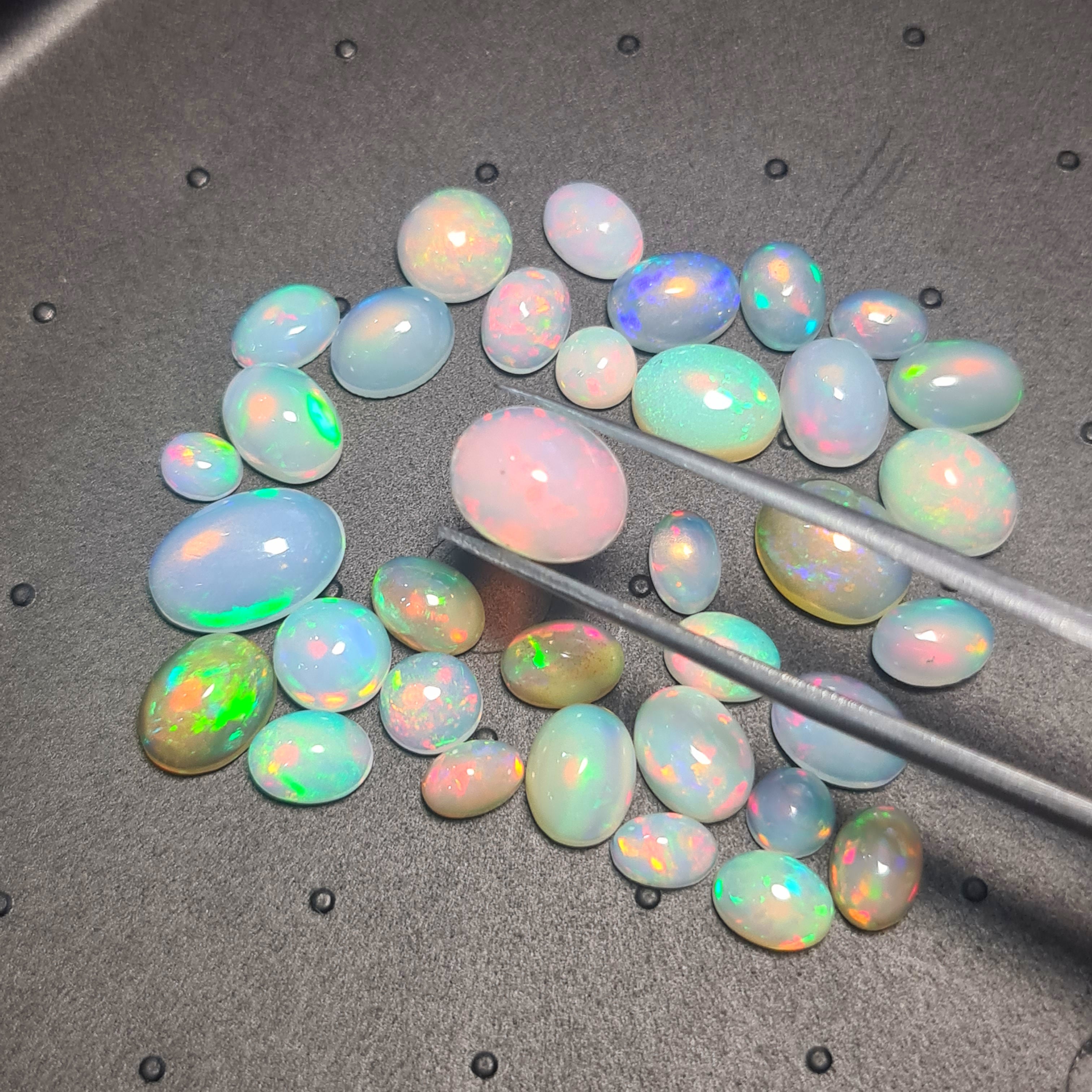 35 Pcs Natural Opal Cabochon Gemstone Shape: Round & Oval| Size: 5-12mm - The LabradoriteKing