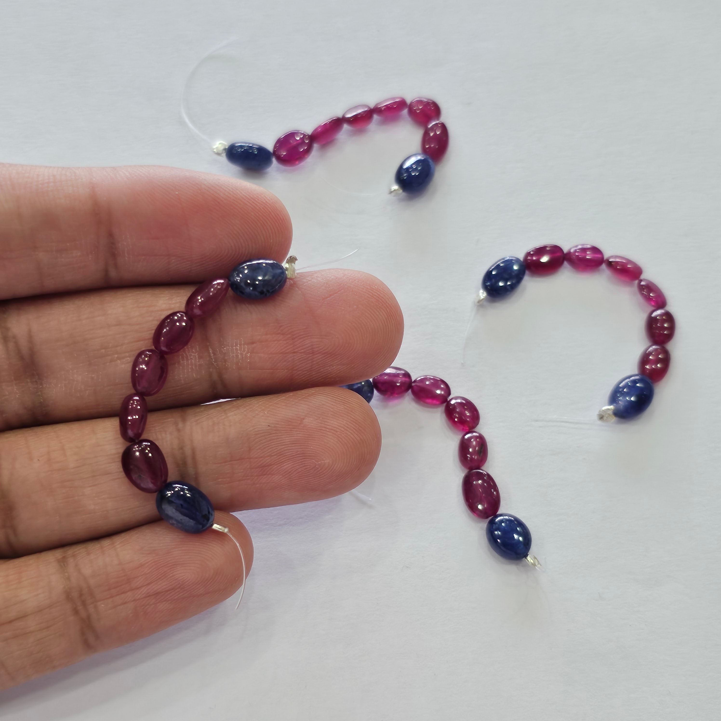 2.1 Inch Natural Ruby and Sapphire Beads Cabochon Gemstone Oval Shape| Beads Size:6mm - The LabradoriteKing