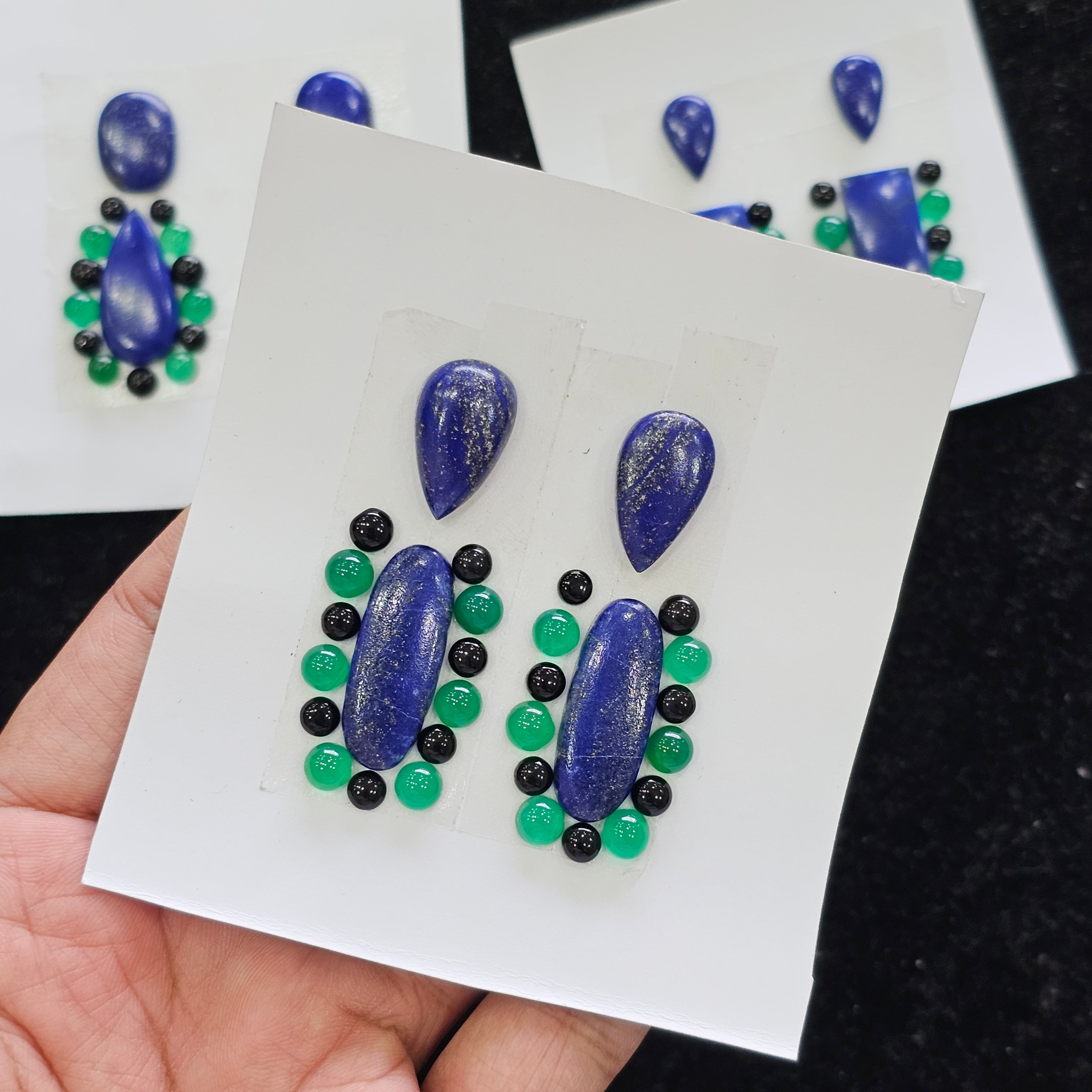 1 Card Natural Lapis Lazuli & Onyx Cabochon Gemstone Mix Shape| Size:5-28mm - The LabradoriteKing