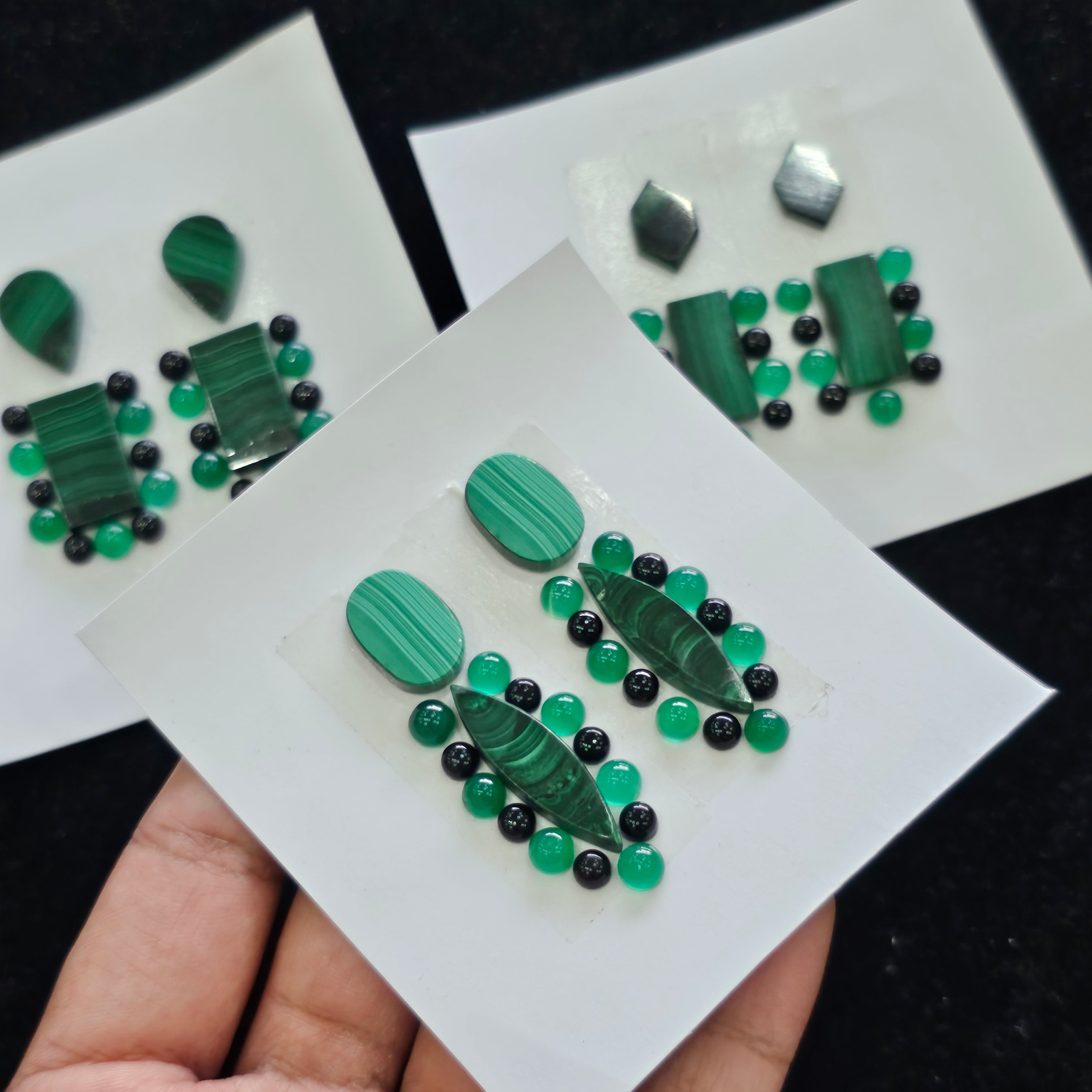 1 Card Natural Malachite & Onyx Cabochon Gemstone Mix Shape| Size:5-32mm - The LabradoriteKing