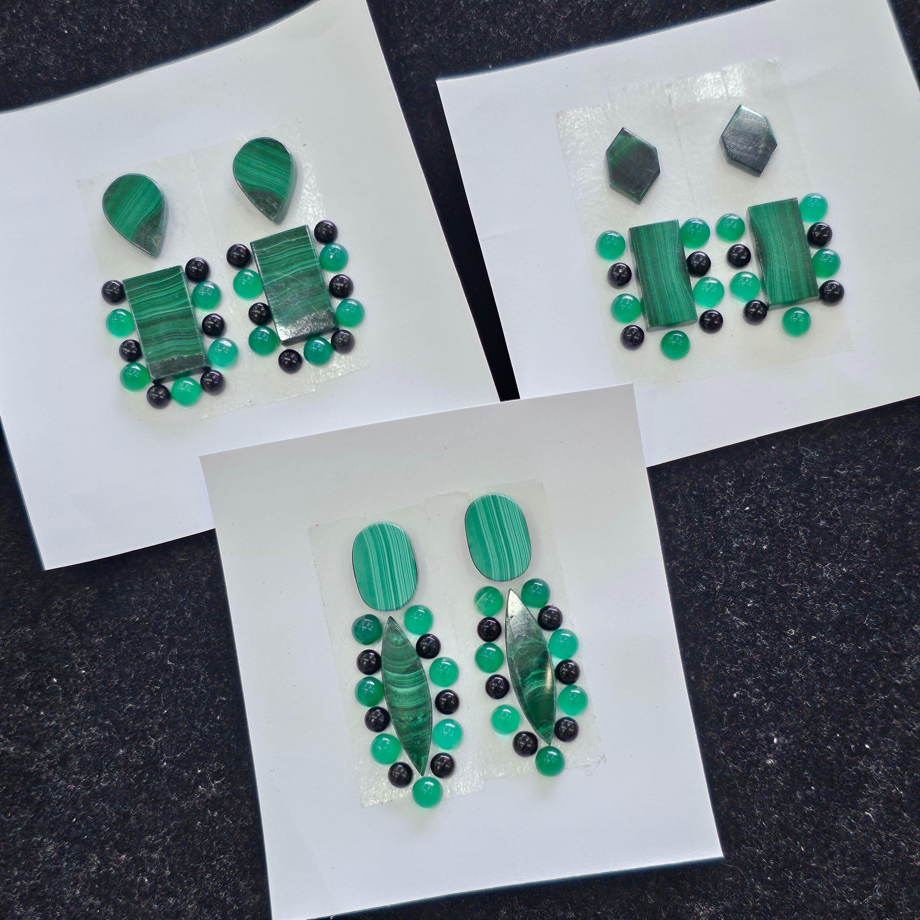 1 Card Natural Malachite & Onyx Cabochon Gemstone Mix Shape| Size:5-32mm - The LabradoriteKing