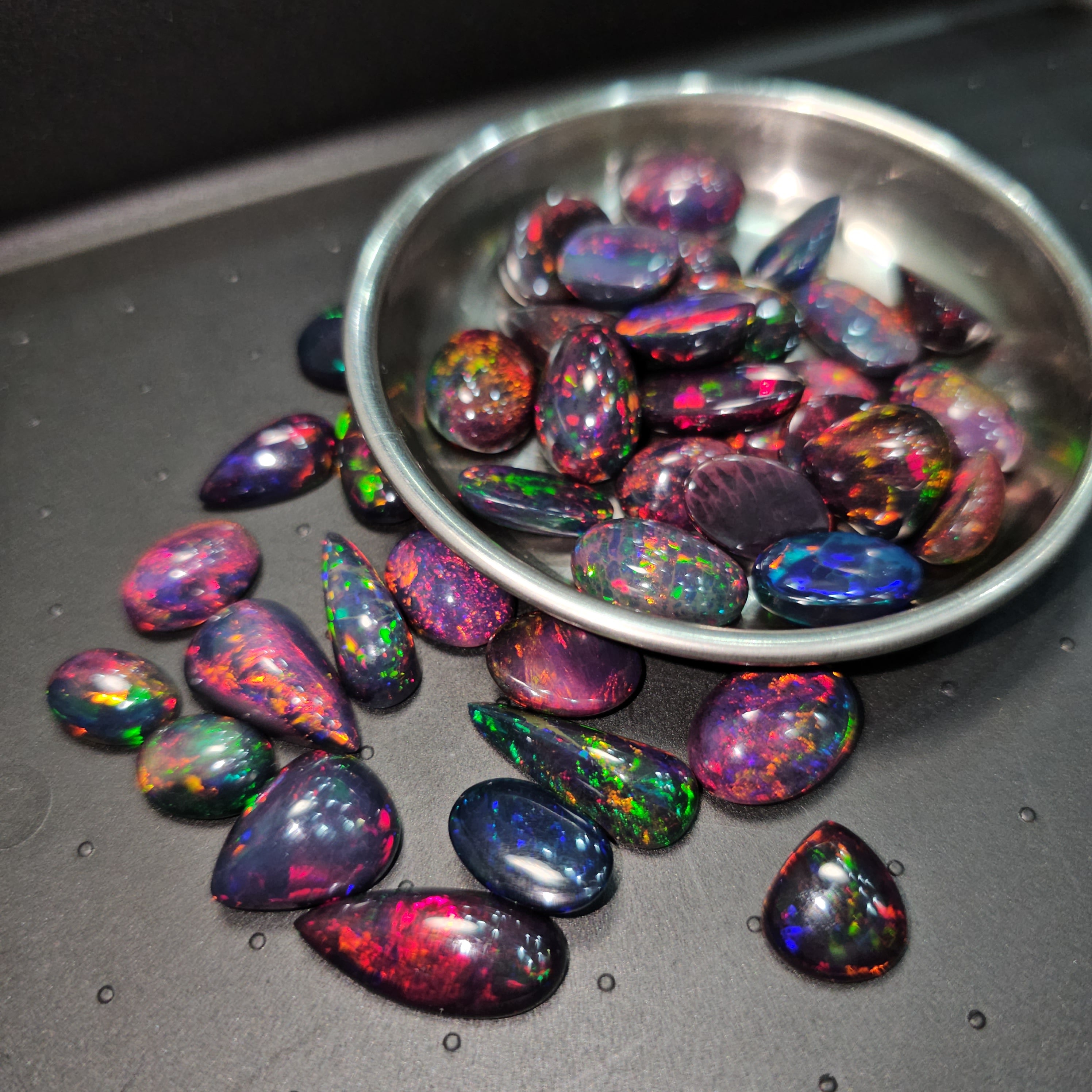 Natural Black Opal Cabochons(Smoked) | 14-17mm | 1 Pc | Top Quality - The LabradoriteKing