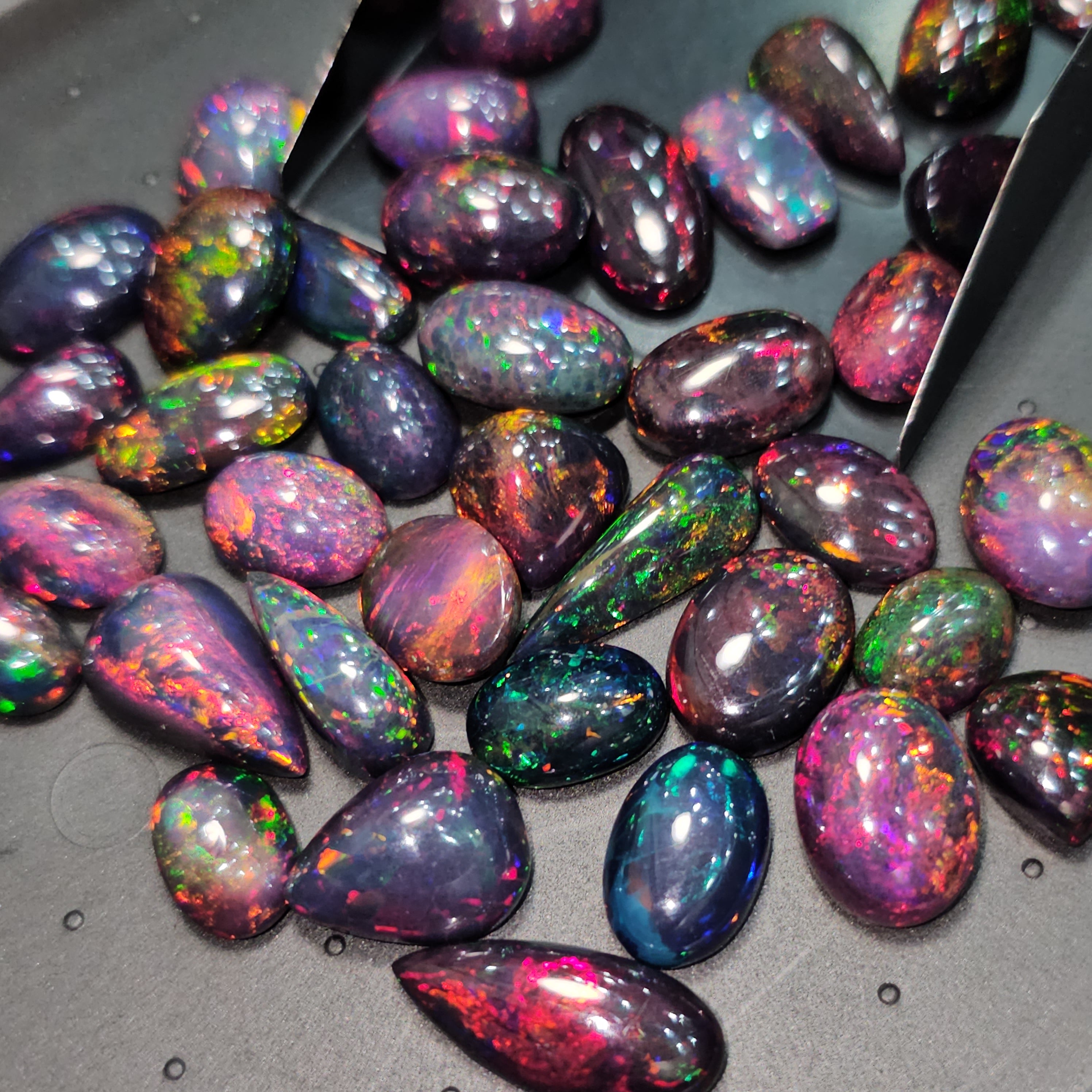 Natural Black Opal Cabochons(Smoked) | 14-17mm | 1 Pc | Top Quality - The LabradoriteKing