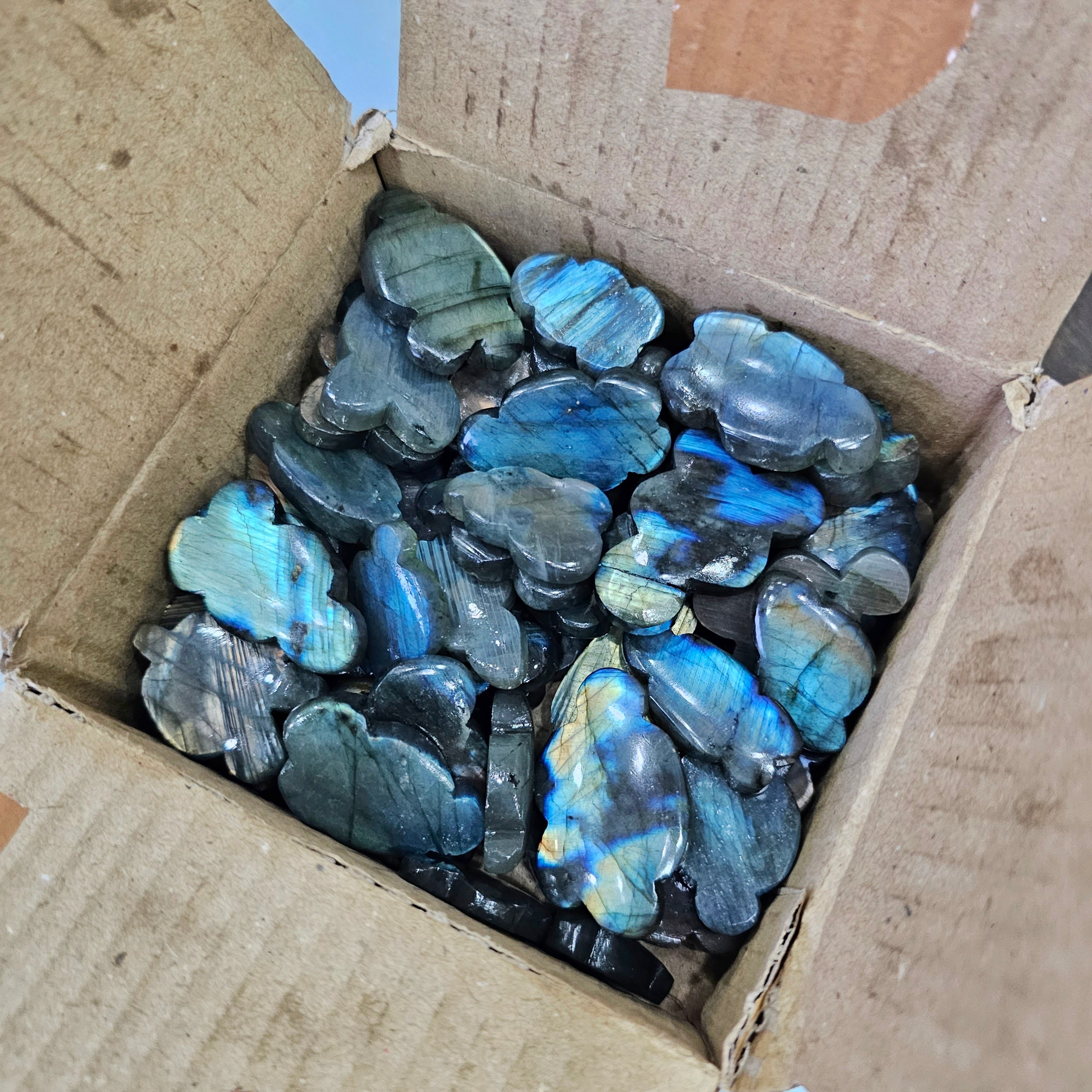 50 Pcs Labradorites Clouds in 20 to 40mm Sizes | Flat Backs - The LabradoriteKing