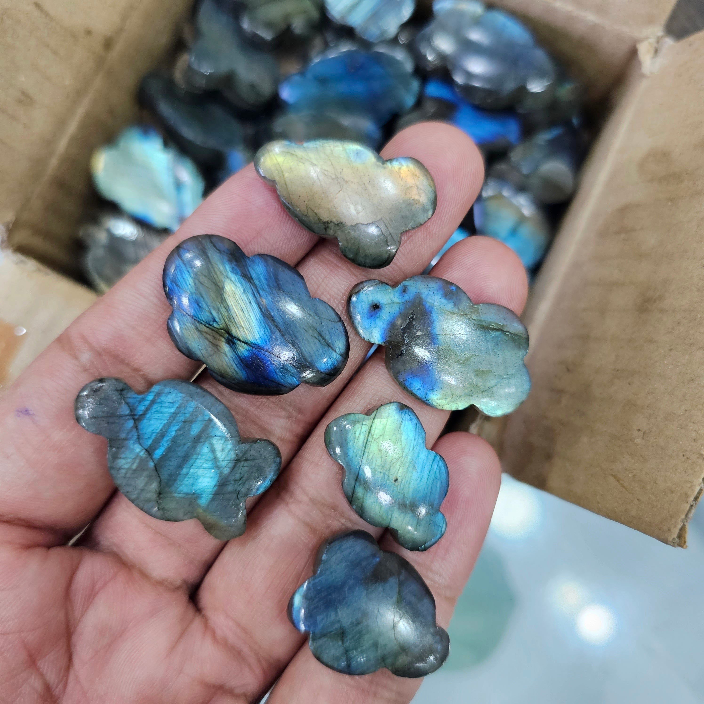 50 Pcs Labradorites Clouds in 20 to 40mm Sizes | Flat Backs - The LabradoriteKing