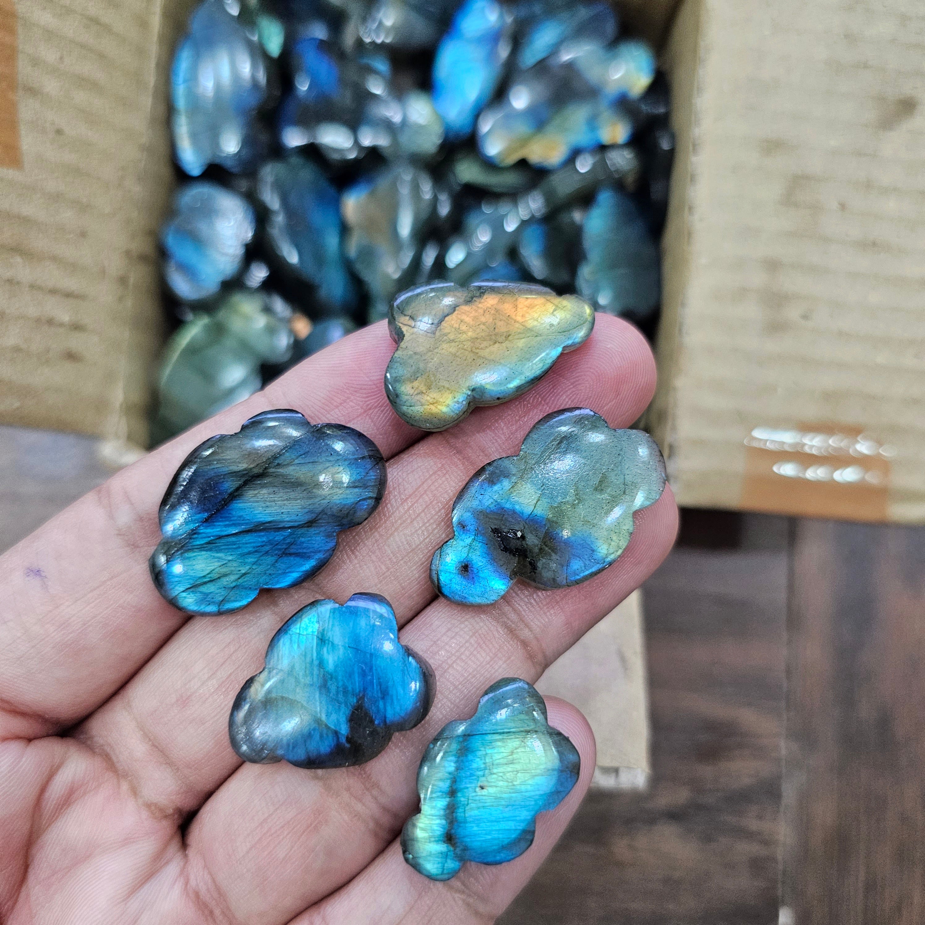 50 Pcs Labradorites Clouds in 20 to 40mm Sizes | Flat Backs - The LabradoriteKing