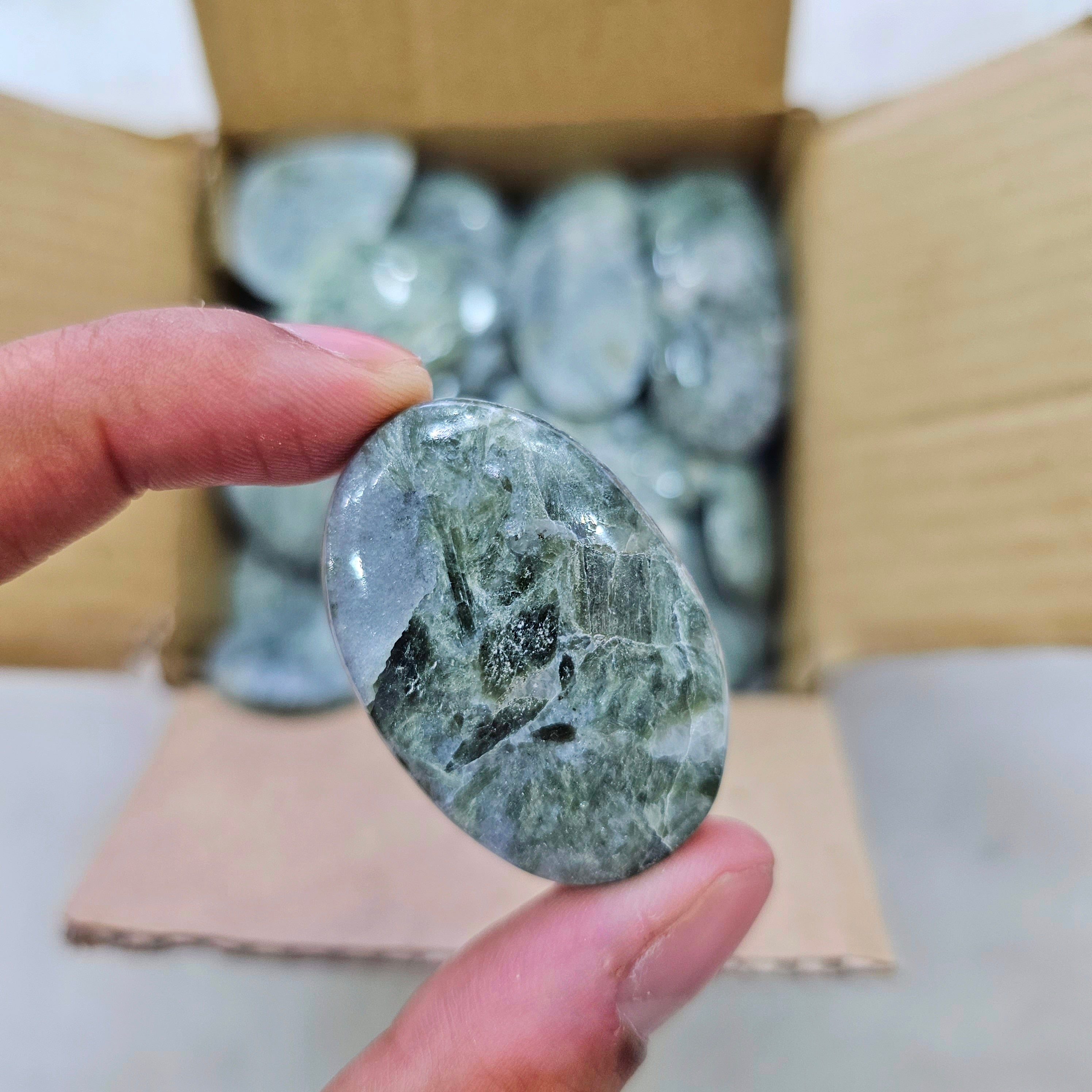 500 Grams of Seraphinite Cabochons | 1 to 3 Inches | 40-50 Pcs - The LabradoriteKing