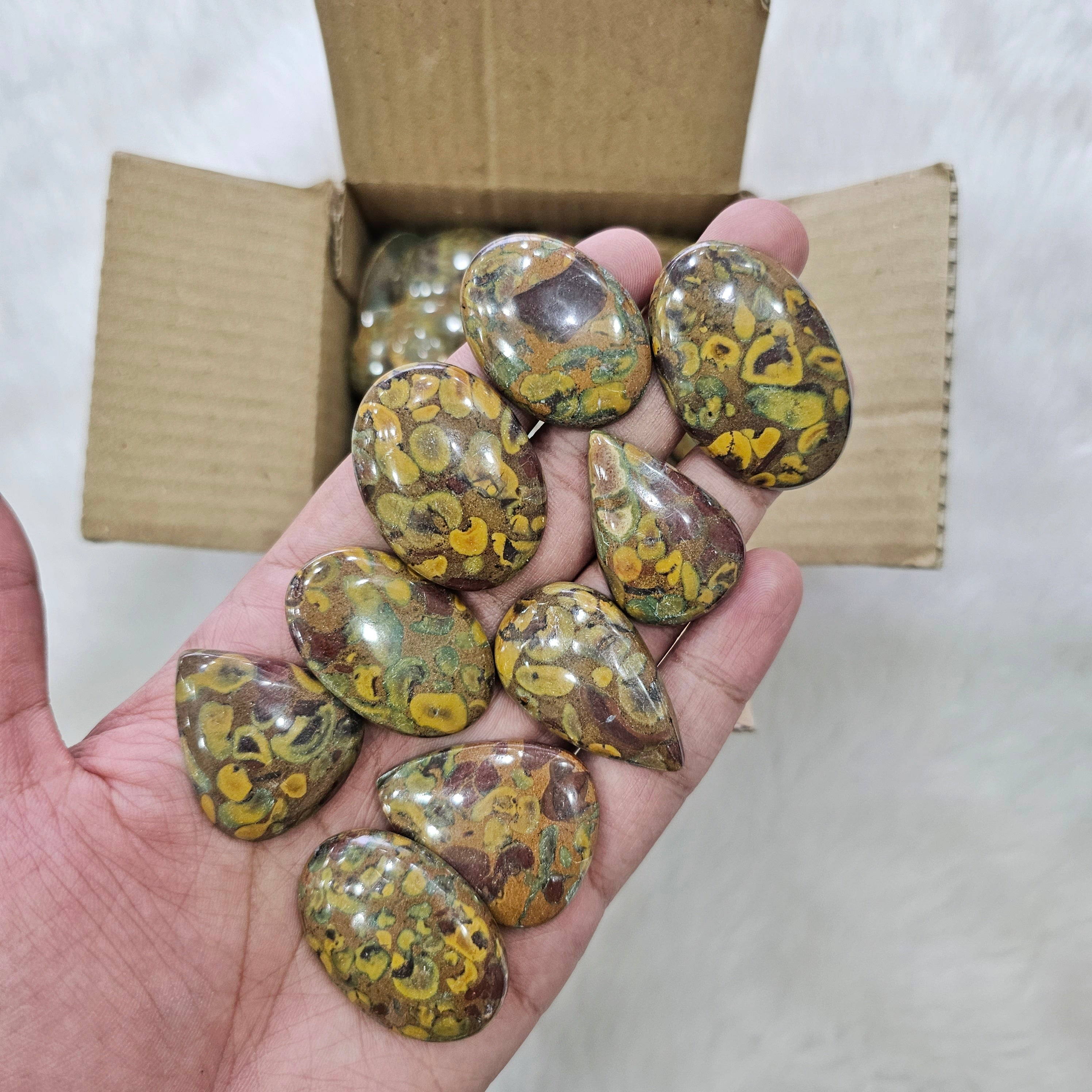 500 Grams of Fruit Jasper Cabochons | 1 to 3 Inches | 40-50 Pcs - The LabradoriteKing