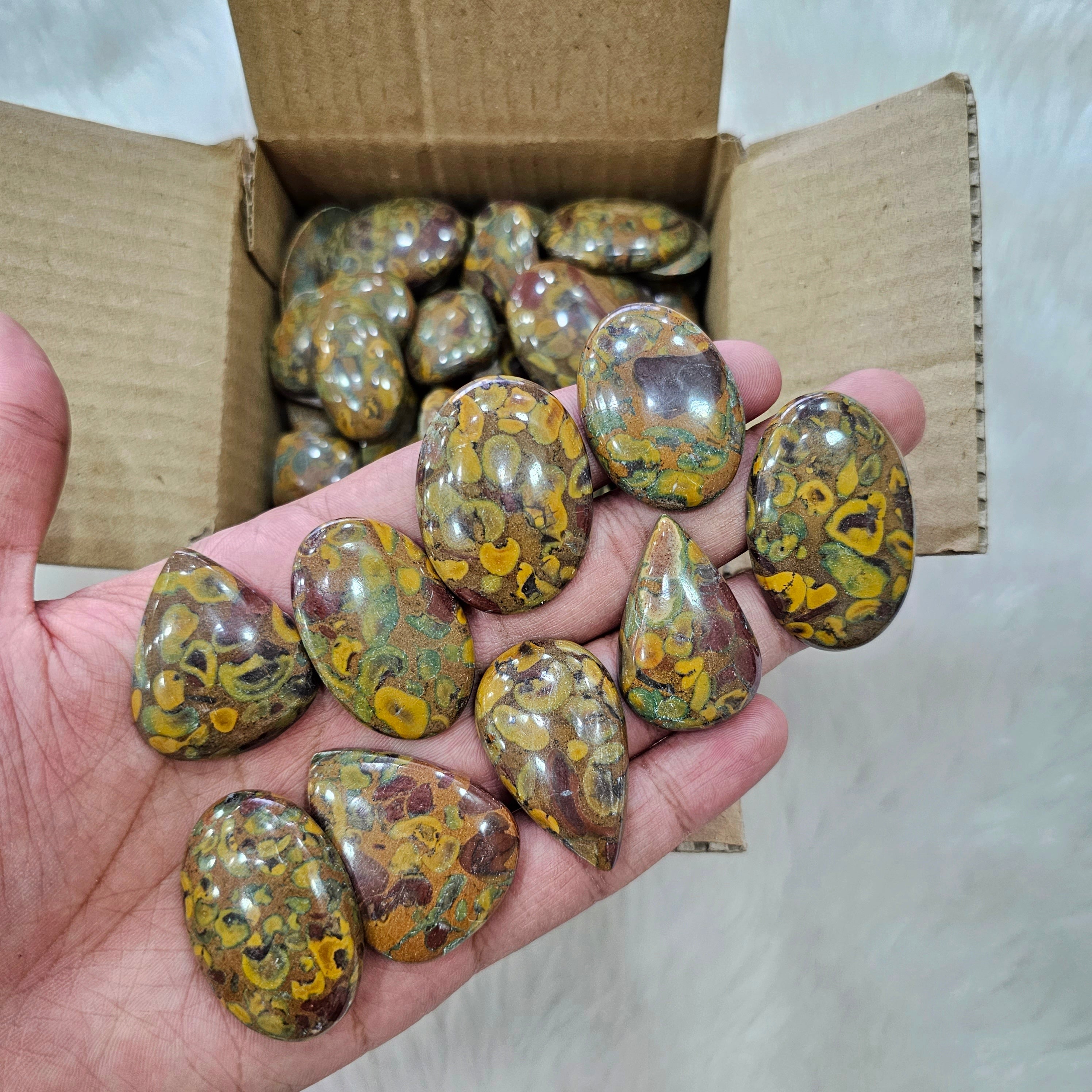 500 Grams of Fruit Jasper Cabochons | 1 to 3 Inches | 40-50 Pcs - The LabradoriteKing