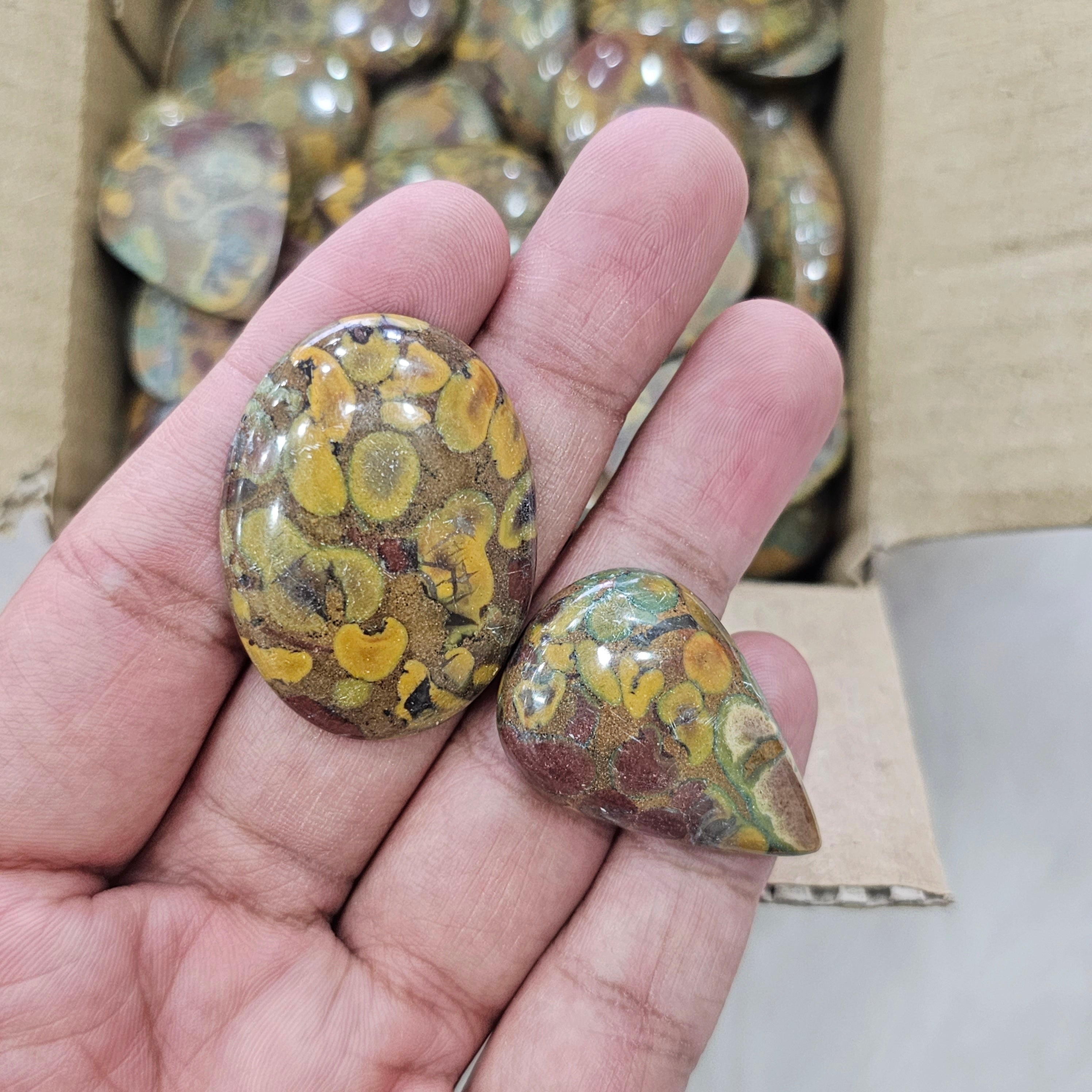 500 Grams of Fruit Jasper Cabochons | 1 to 3 Inches | 40-50 Pcs - The LabradoriteKing