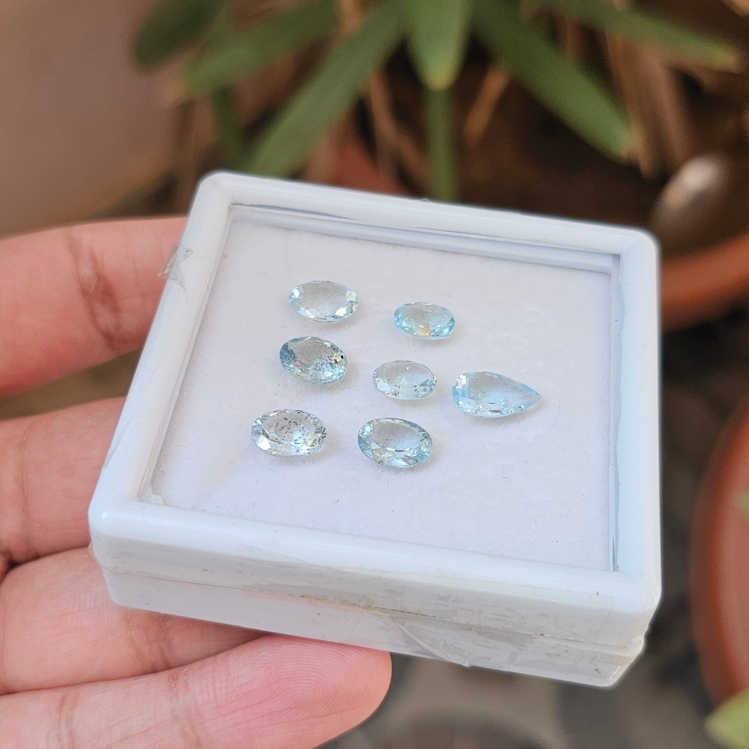 7 Pcs Natural Multi Aquamarine  Faceted Gemstone : Mix Shape| Size: 6-11mm - The LabradoriteKing