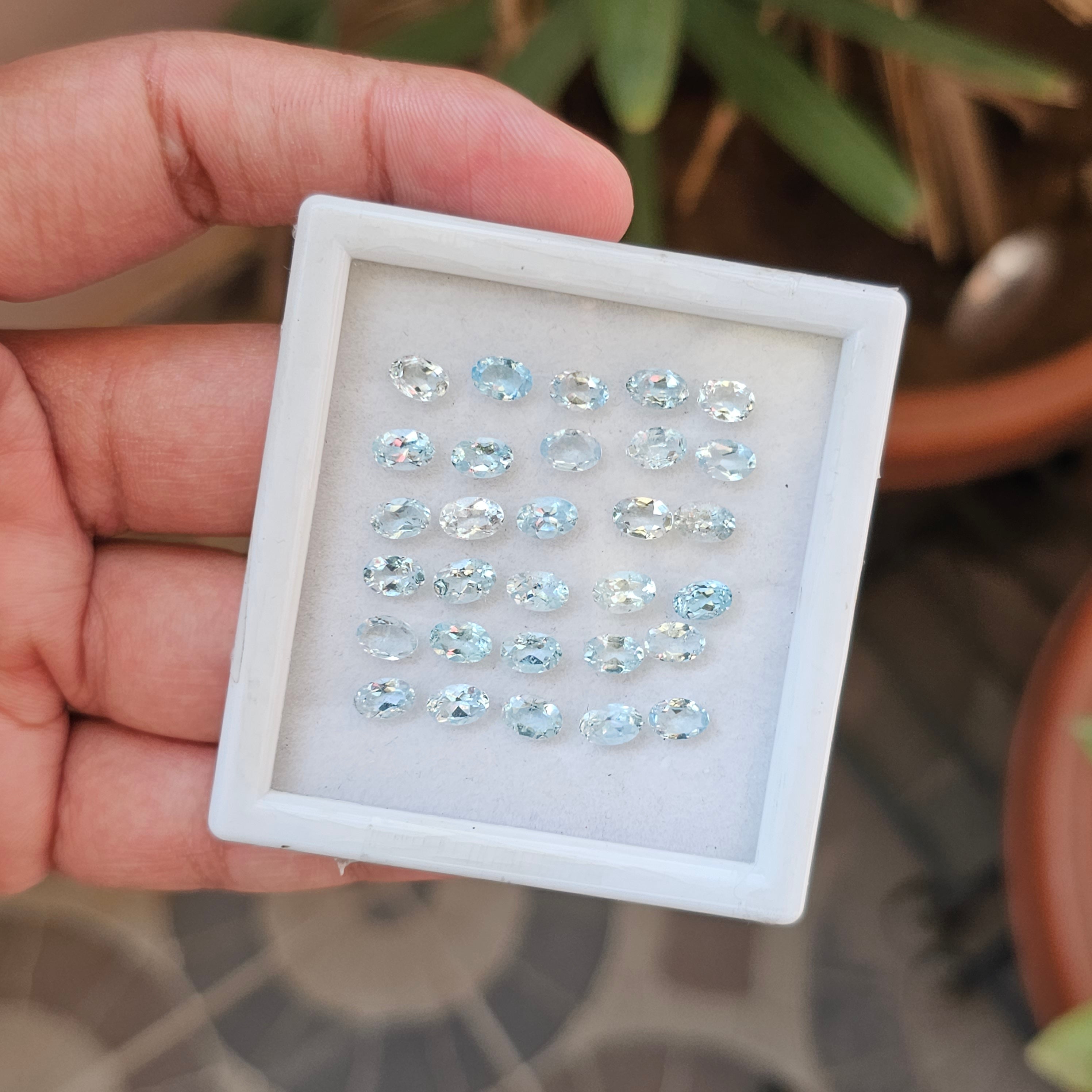 30 Pcs Natural Multi Aquamarine  Faceted Gemstone : Oval | Size:6x4mm - The LabradoriteKing