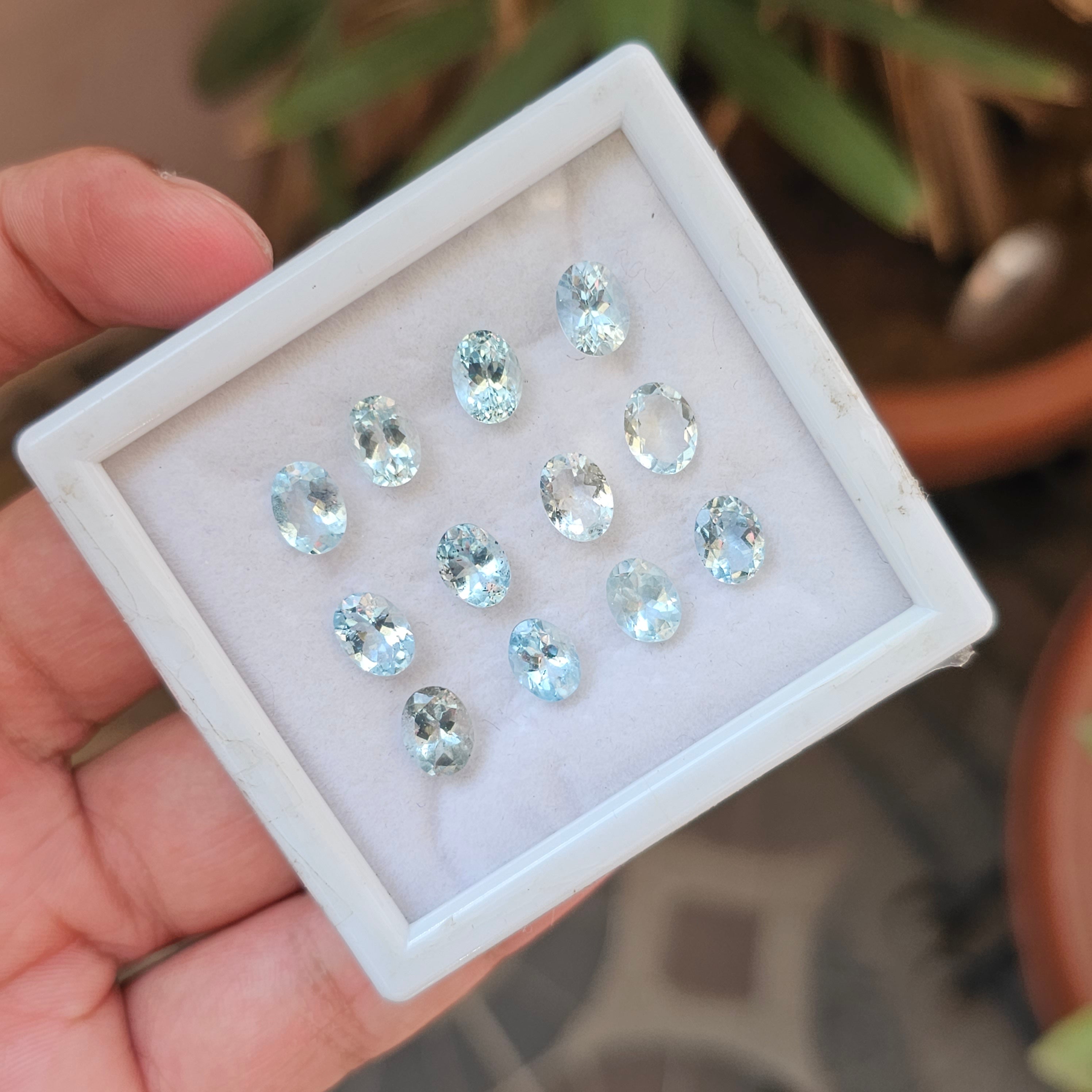 12 Pcs Natural Multi Aquamarine  Faceted Gemstone : Oval | Size:8x6mm - The LabradoriteKing