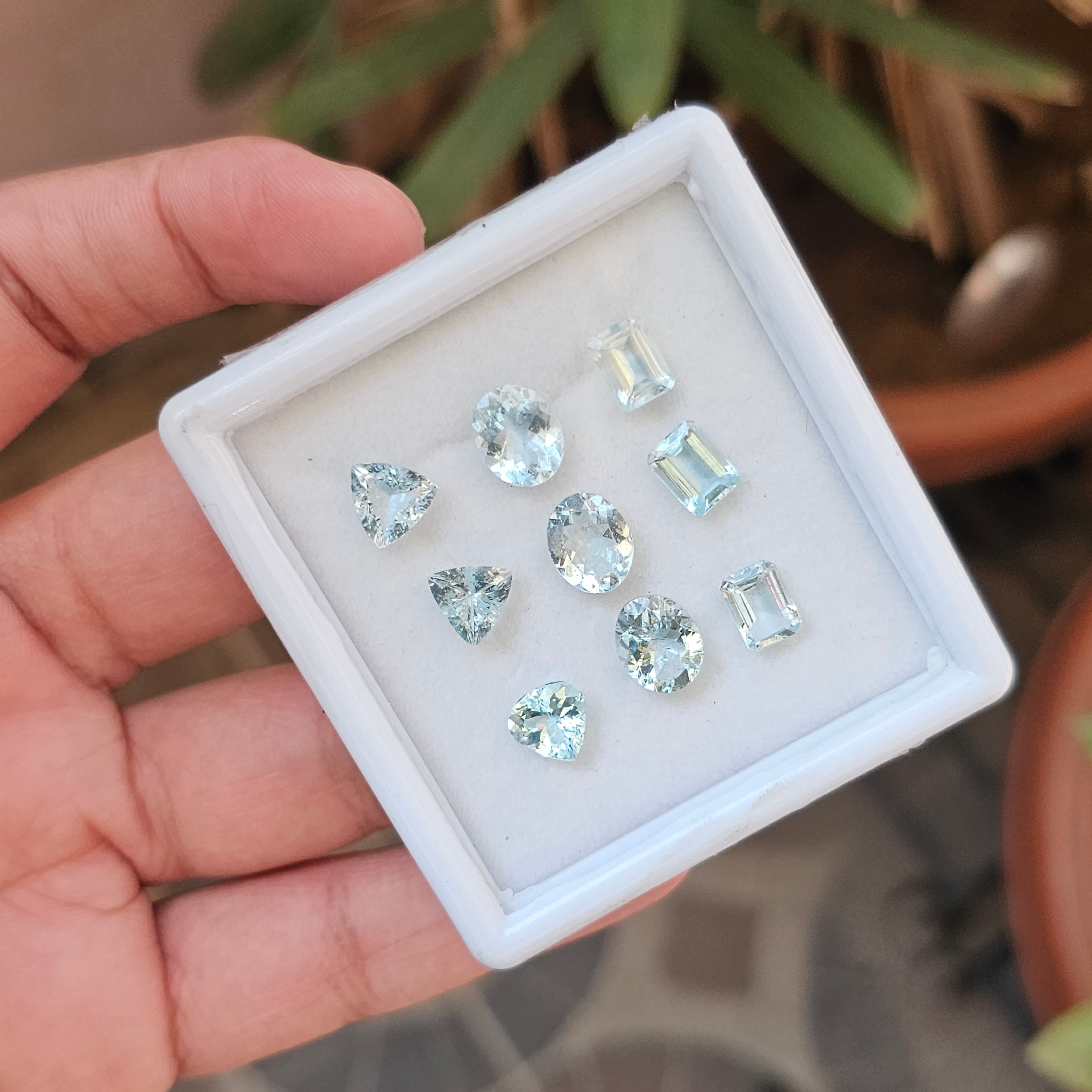 9 Pcs Natural Multi Aquamarine  Faceted Gemstone : Mix Shape| Size: 5-10mm - The LabradoriteKing