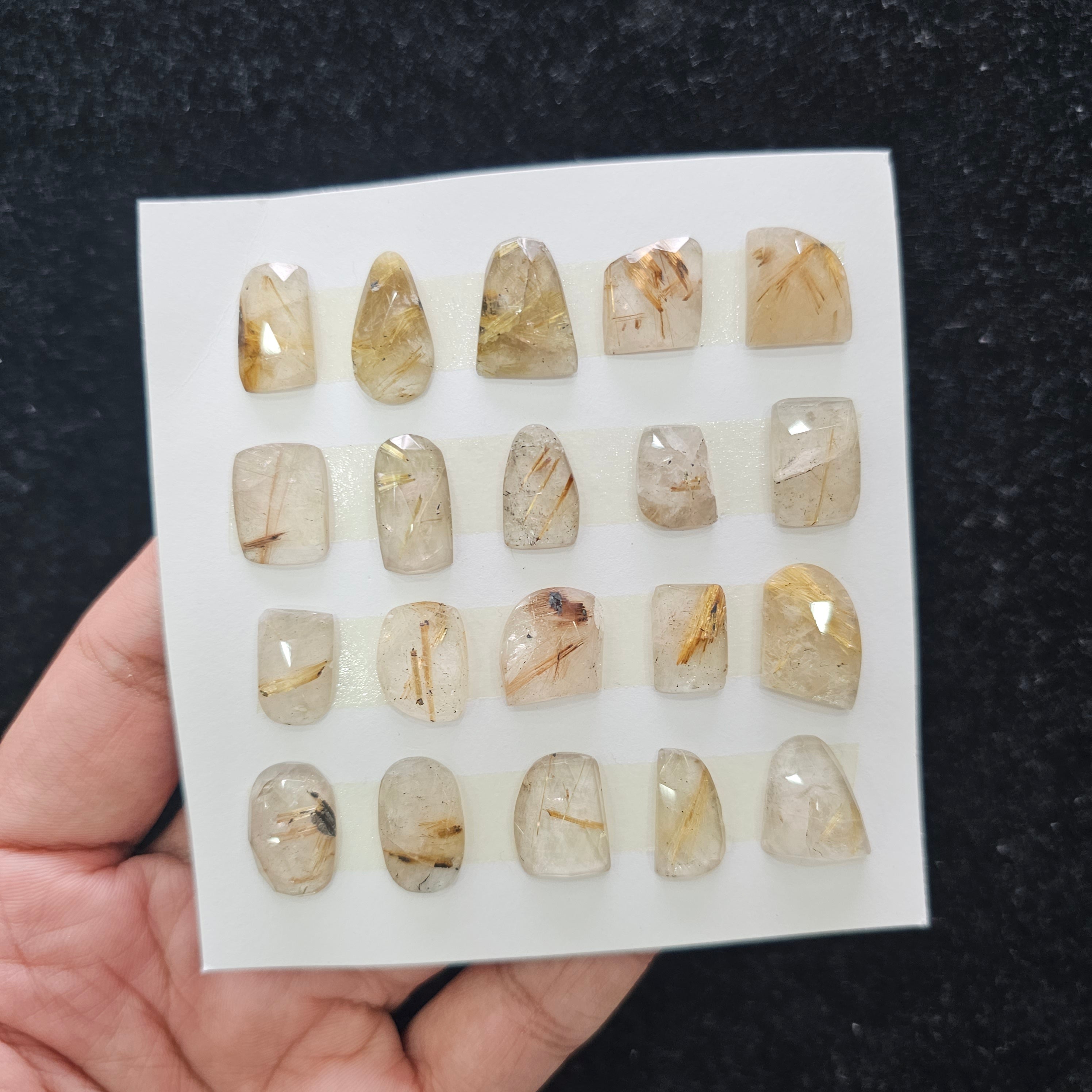 20 Pcs Natural Rutile Quartz Rosecut Gemstone : Fancy Shape | Size:13-18mm - The LabradoriteKing