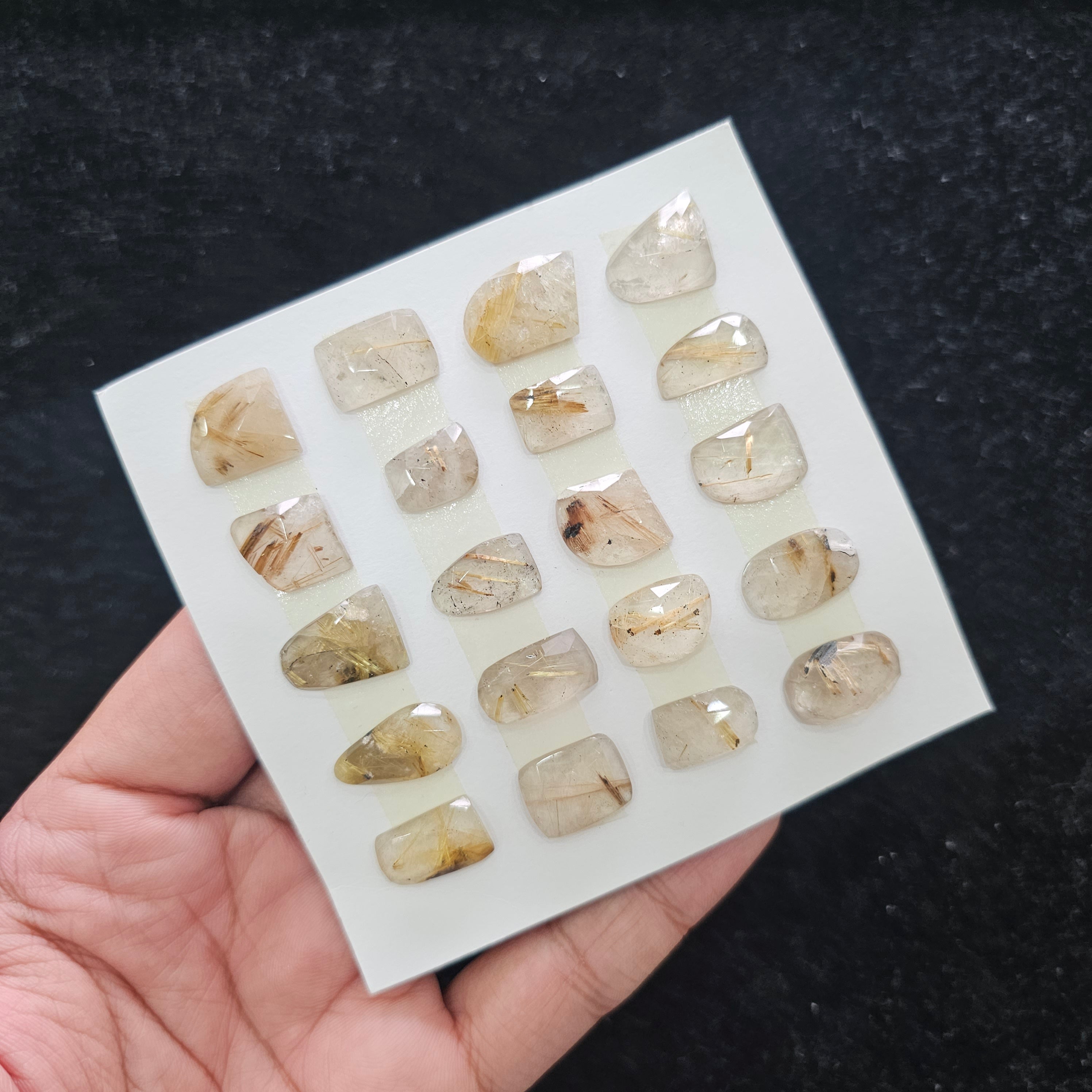 20 Pcs Natural Rutile Quartz Rosecut Gemstone : Fancy Shape | Size:13-18mm - The LabradoriteKing