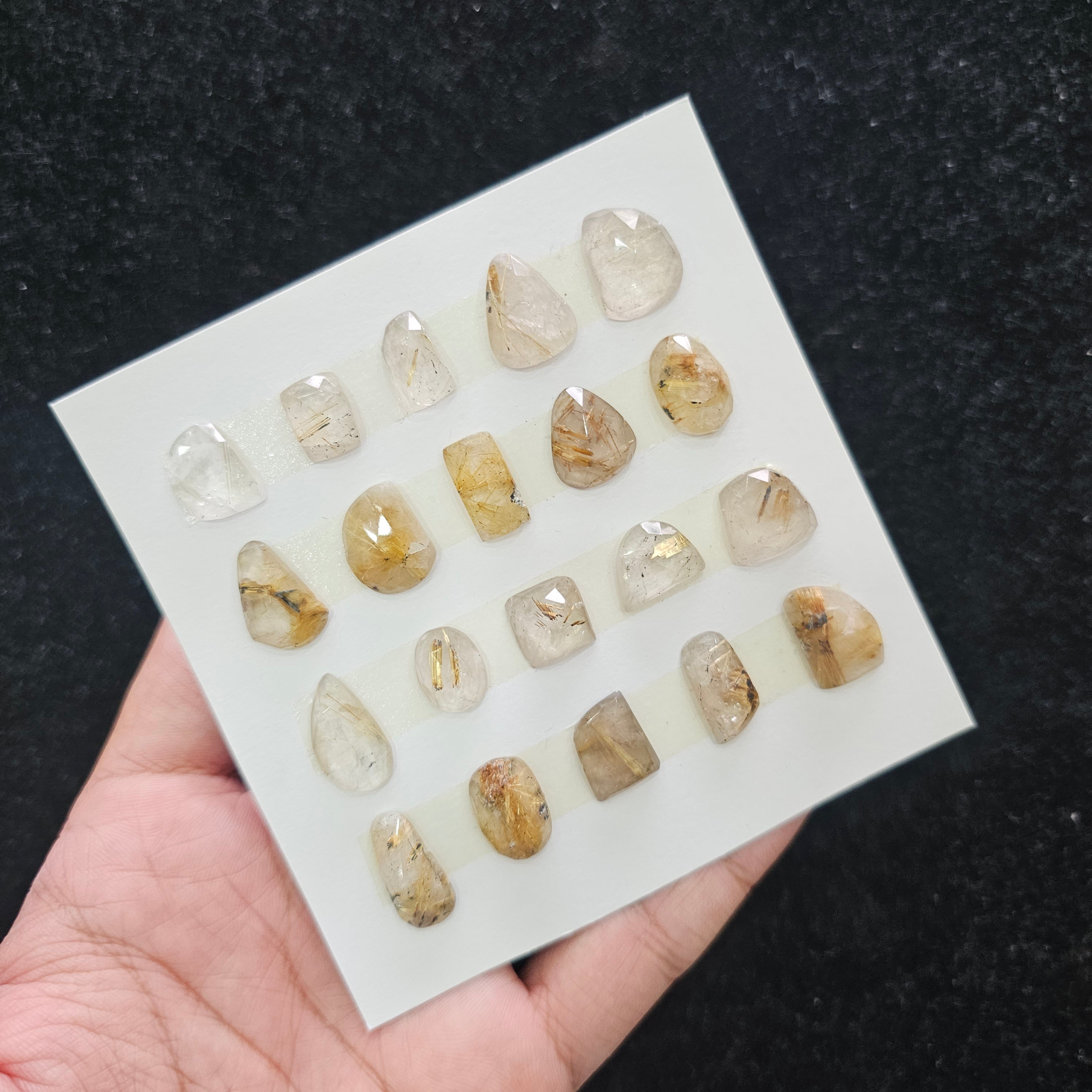 20 Pcs Natural Rutile Quartz Rosecut Gemstone : Fancy Shape | Size:12-19mm - The LabradoriteKing