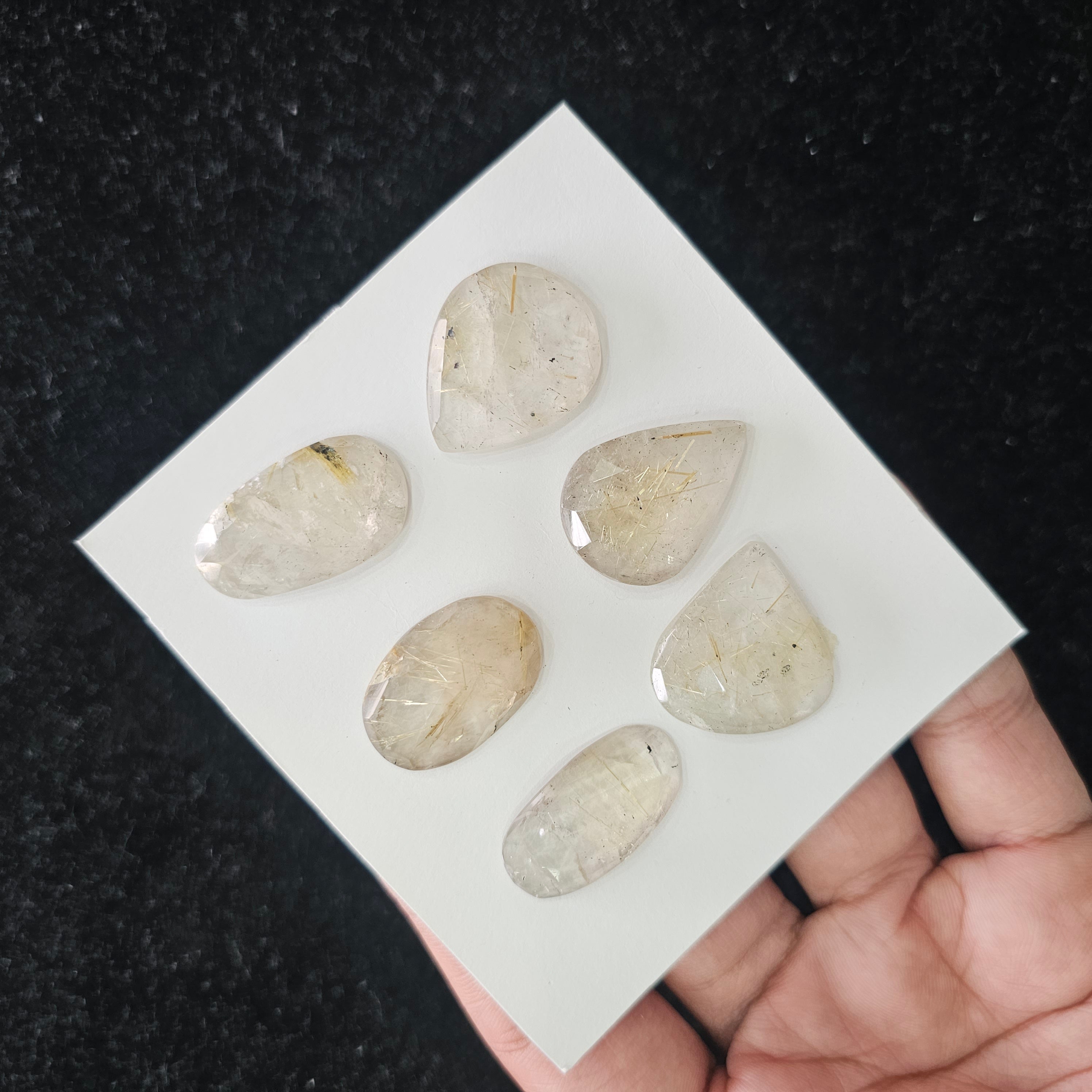 6 Pcs Natural Rutile Quartz Rosecut Gemstone : Fancy Shape |Size:26-30mm - The LabradoriteKing