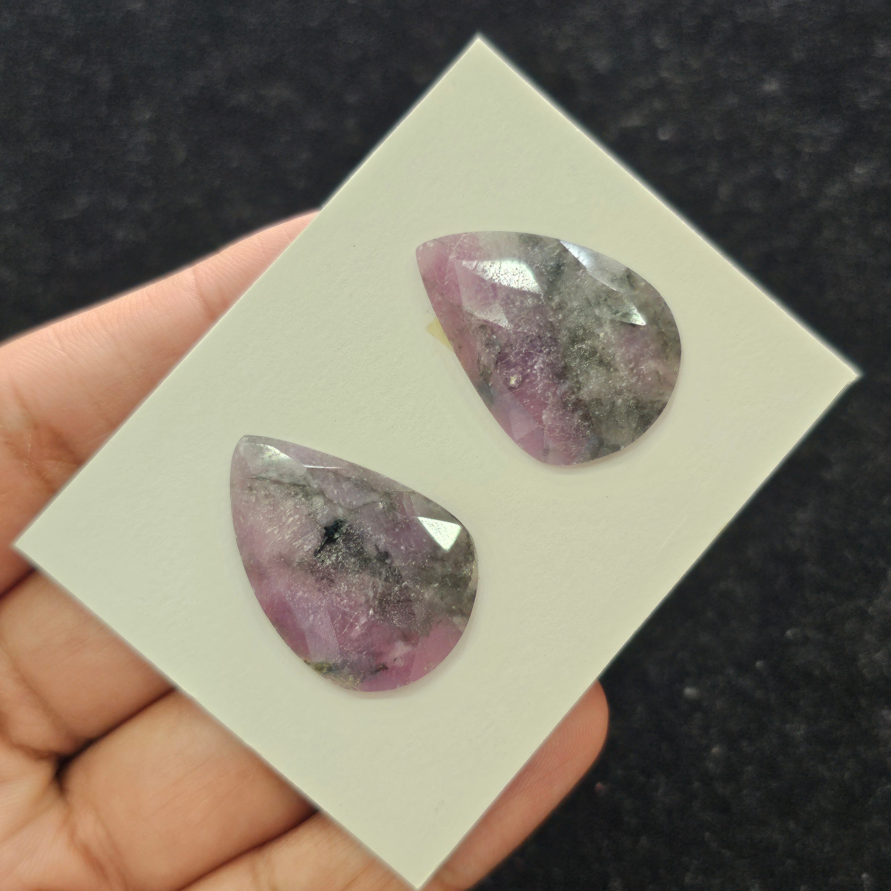 1 Pair Natural Ruby Zoisite Rosecut Gemstone : Fancy Shape | Size:30x20mm - The LabradoriteKing