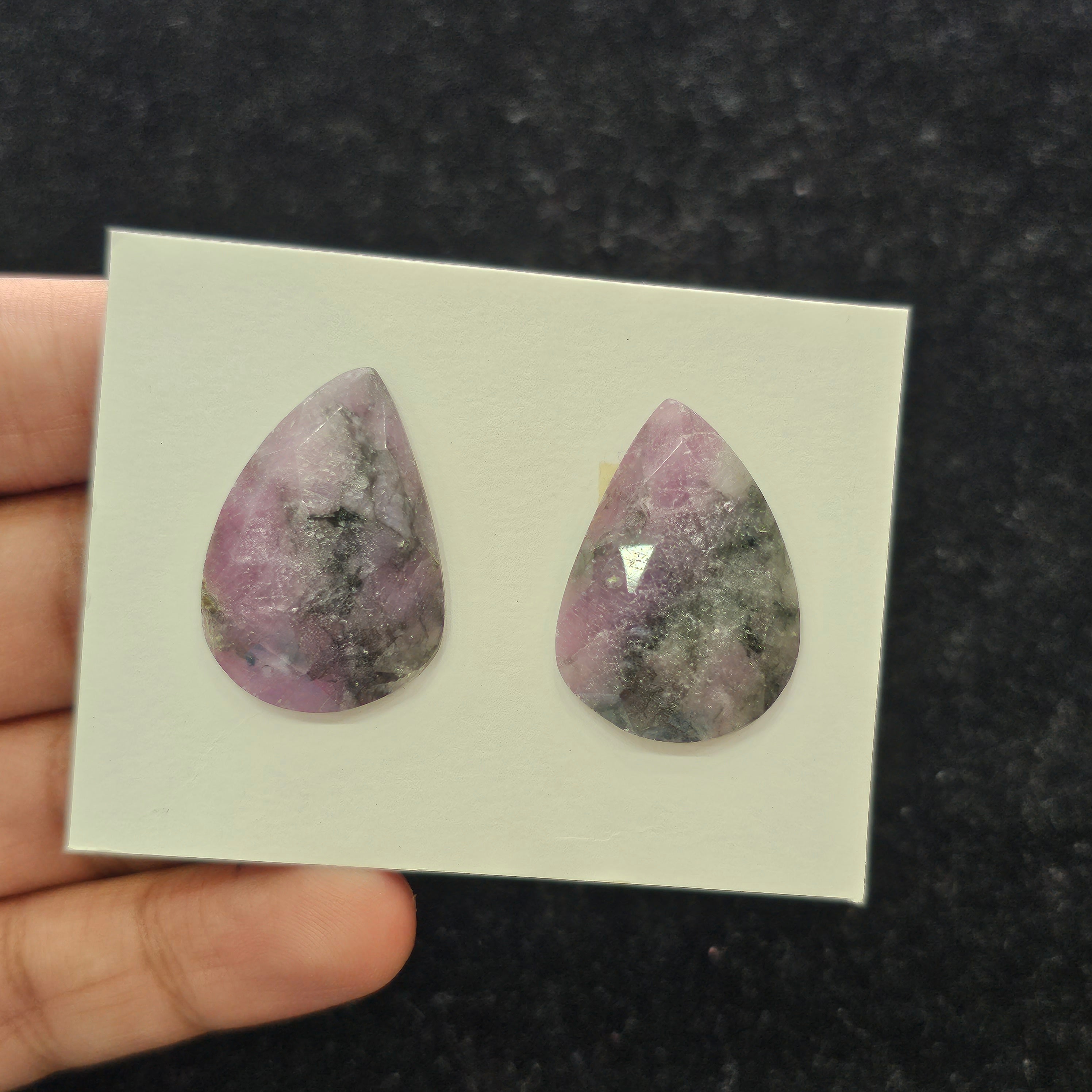 1 Pair Natural Ruby Zoisite Rosecut Gemstone : Fancy Shape | Size:30x20mm - The LabradoriteKing