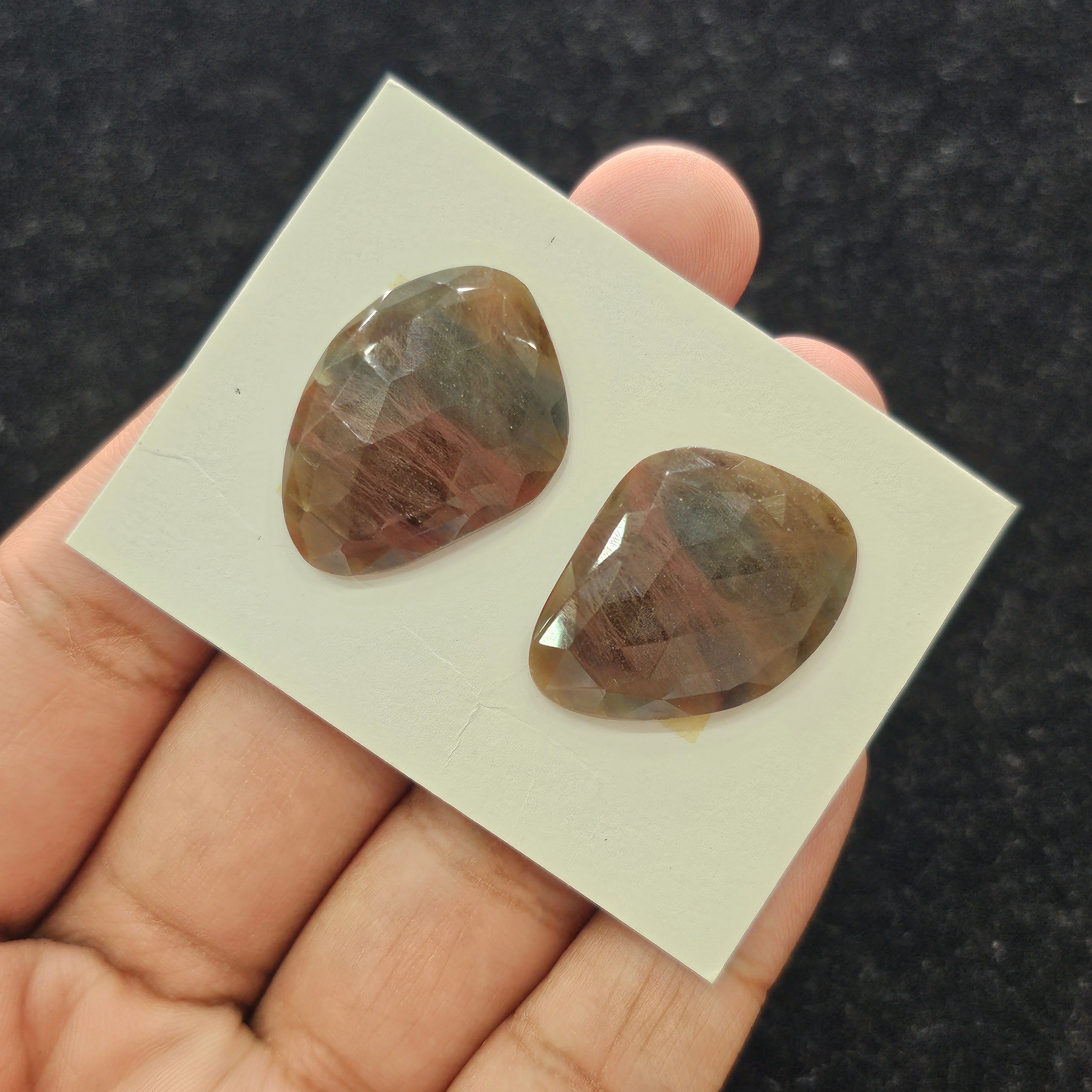 2 Pcs Natural Sapphire Rosecut Gemstone : Fancy Shape | Size: 30x22mm - The LabradoriteKing