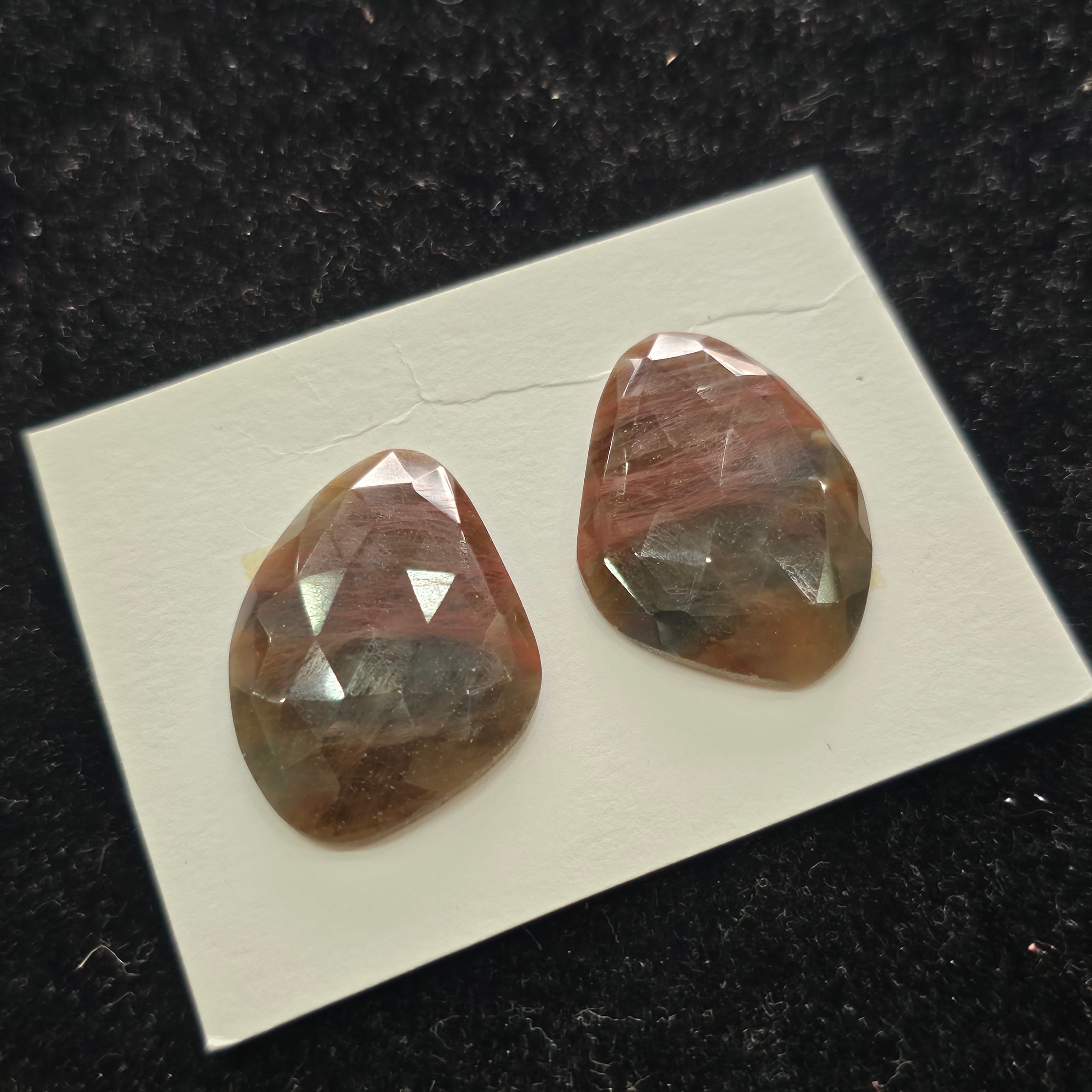 2 Pcs Natural Sapphire Rosecut Gemstone : Fancy Shape | Size: 30x22mm - The LabradoriteKing