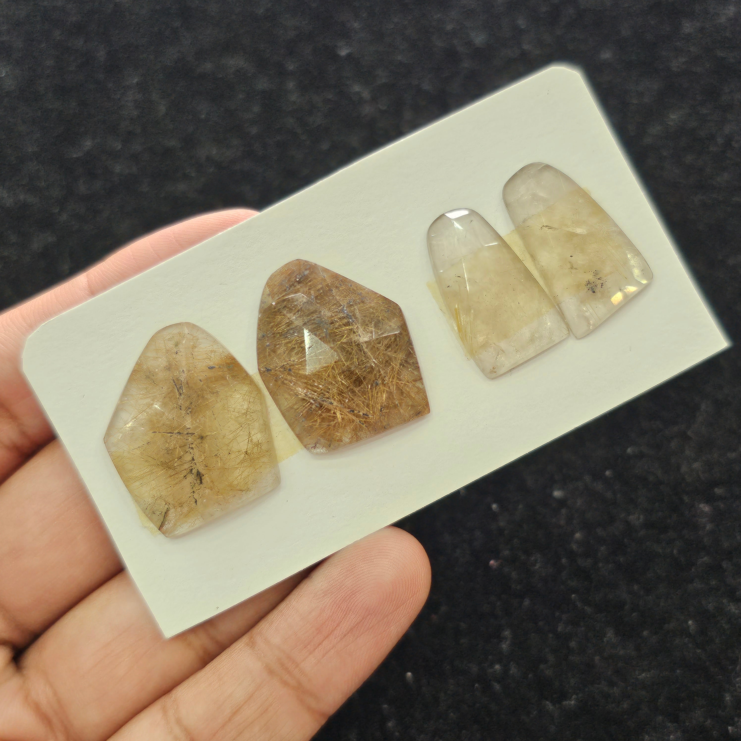 4pac Natural Rutile Quartz Rosecut Gemstone : Fancy Shape | Size:24-28mm - The LabradoriteKing