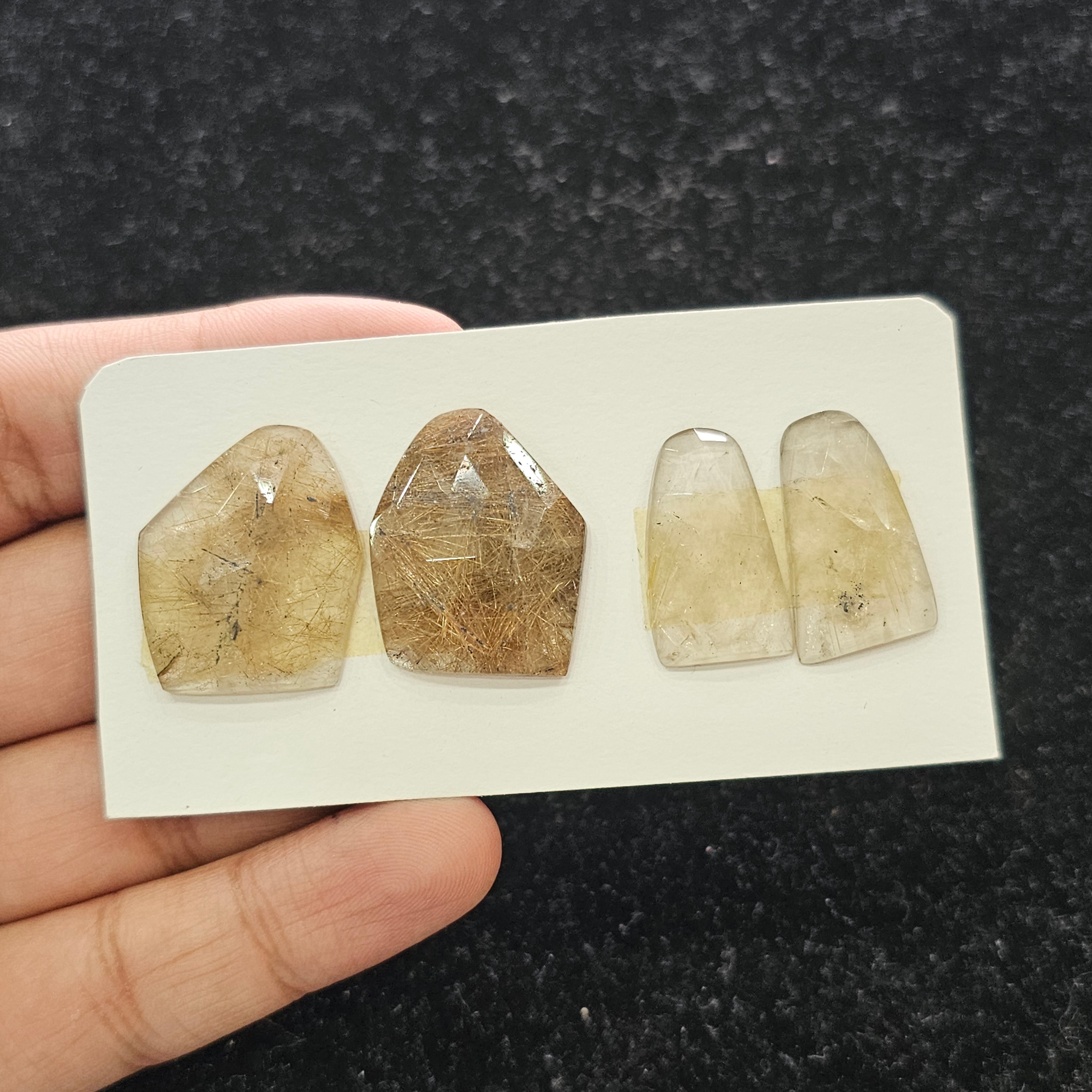 4pac Natural Rutile Quartz Rosecut Gemstone : Fancy Shape | Size:24-28mm - The LabradoriteKing