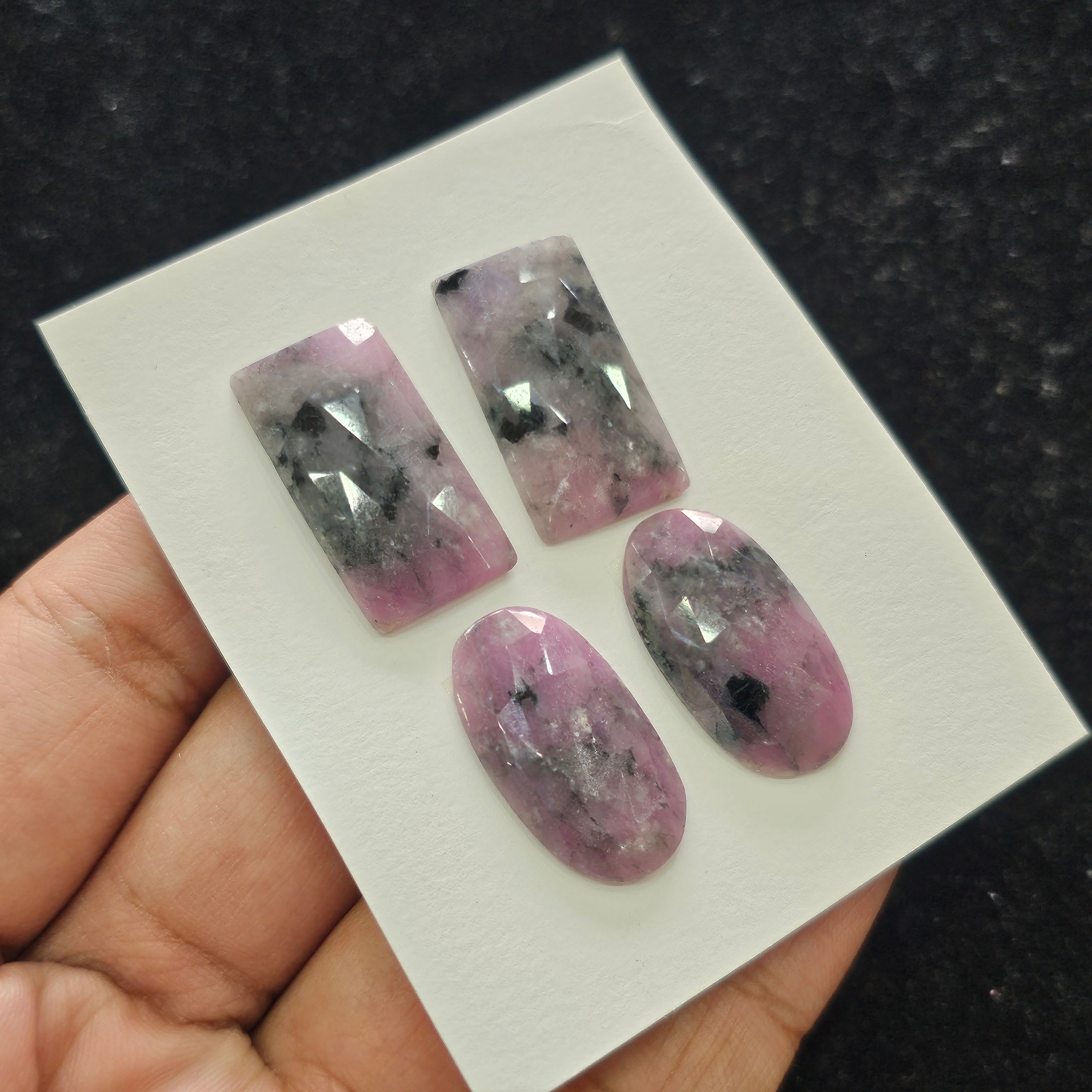 4 Pcs Natural Ruby Zoisite Rosecut Gemstone : Fancy Shape | Size: 27-29mm - The LabradoriteKing