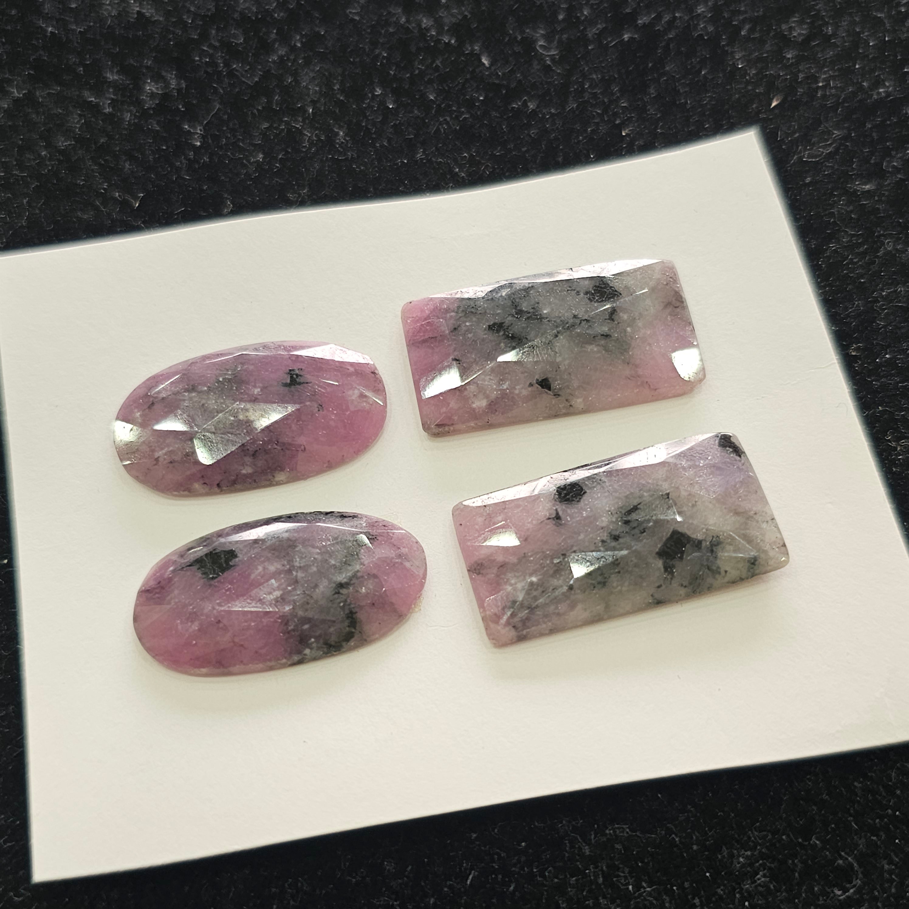 4 Pcs Natural Ruby Zoisite Rosecut Gemstone : Fancy Shape | Size: 27-29mm - The LabradoriteKing