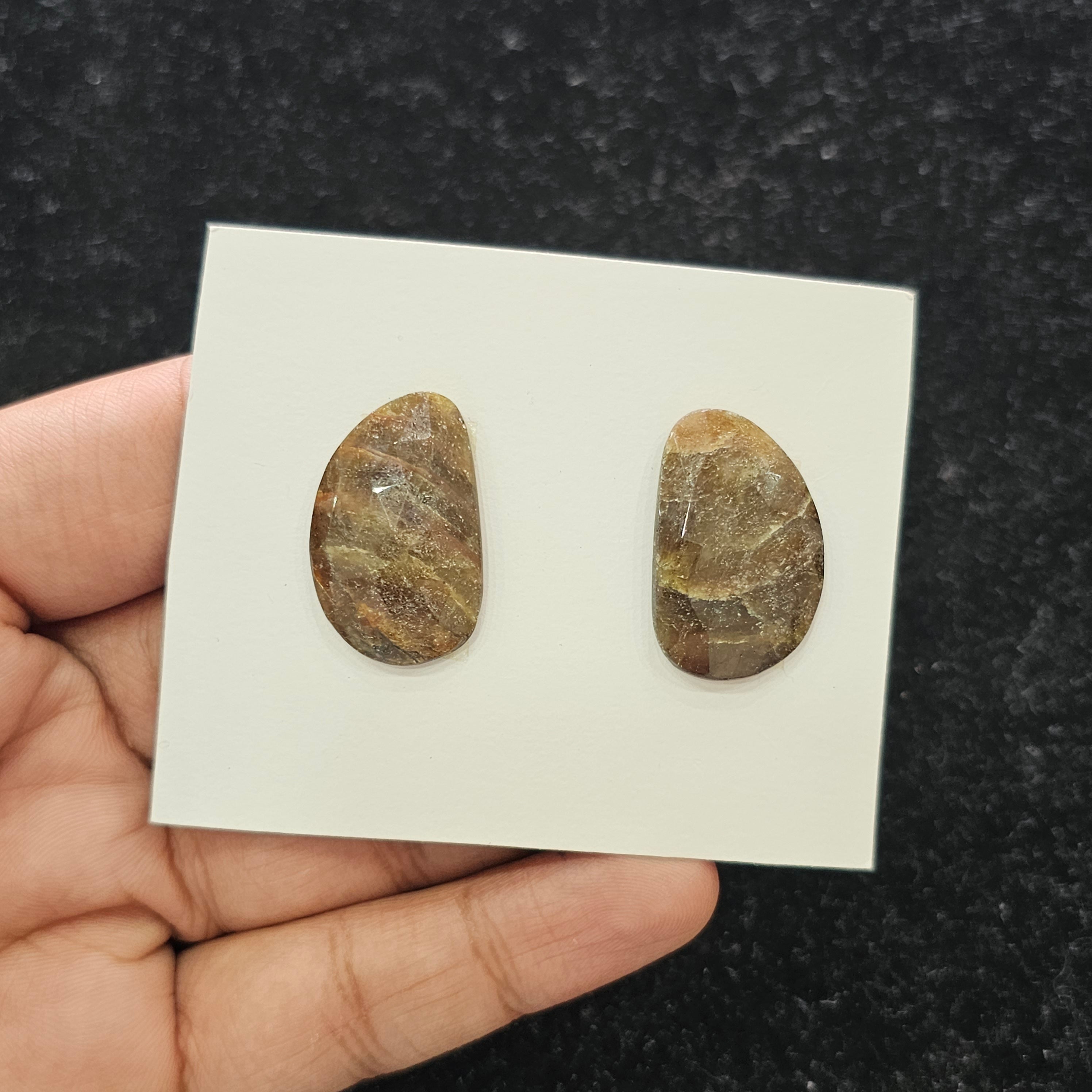 2 Pcs Natural Sapphire Rosecut Gemstone: Fancy Shape | Size: 28x18mm - The LabradoriteKing