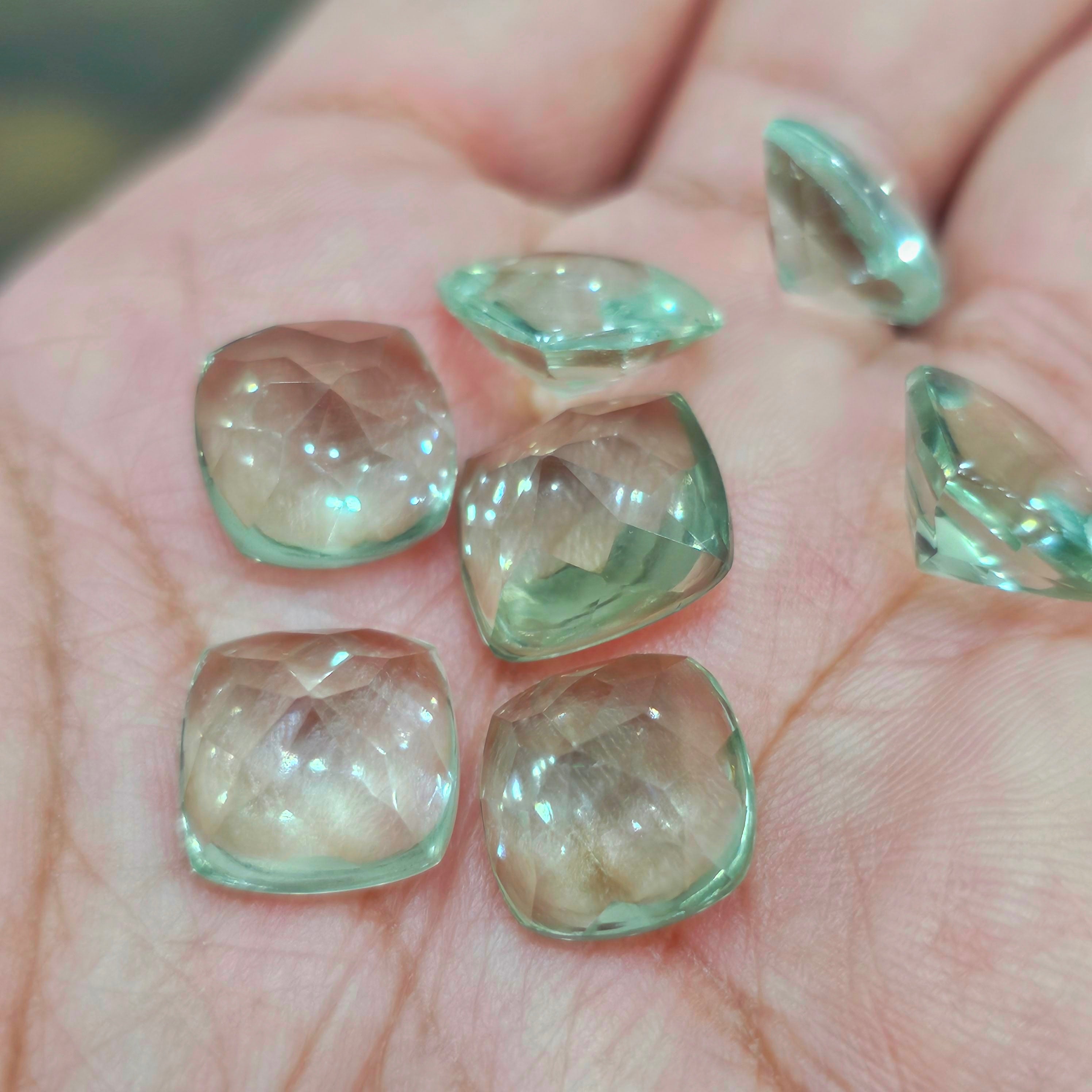 12 Pcs of Green Prasiolite buff Top cut | 10-15mm - The LabradoriteKing