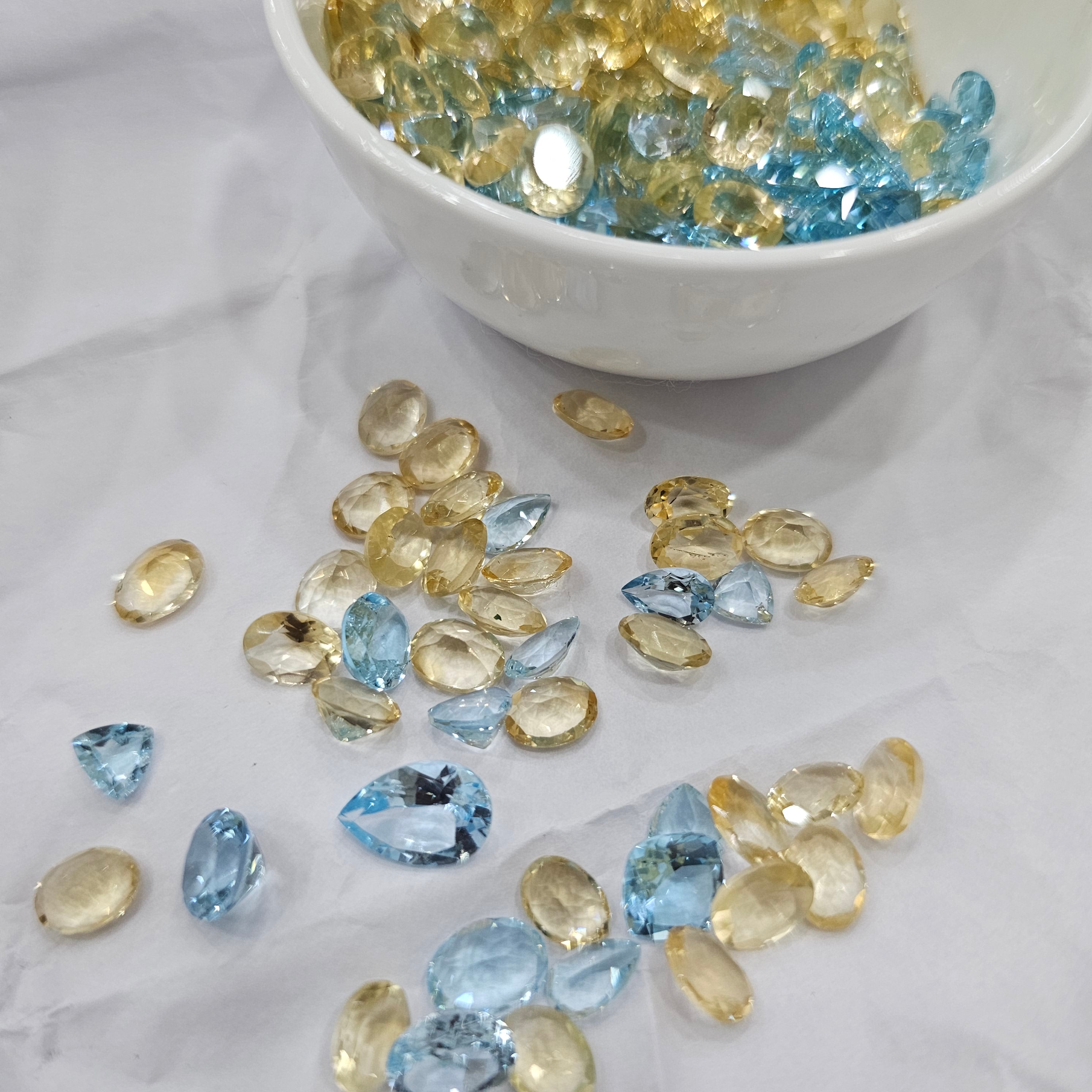 30 Pcs November Birthstone pack | Blue Topaz and Citrines | 8-10mm - The LabradoriteKing