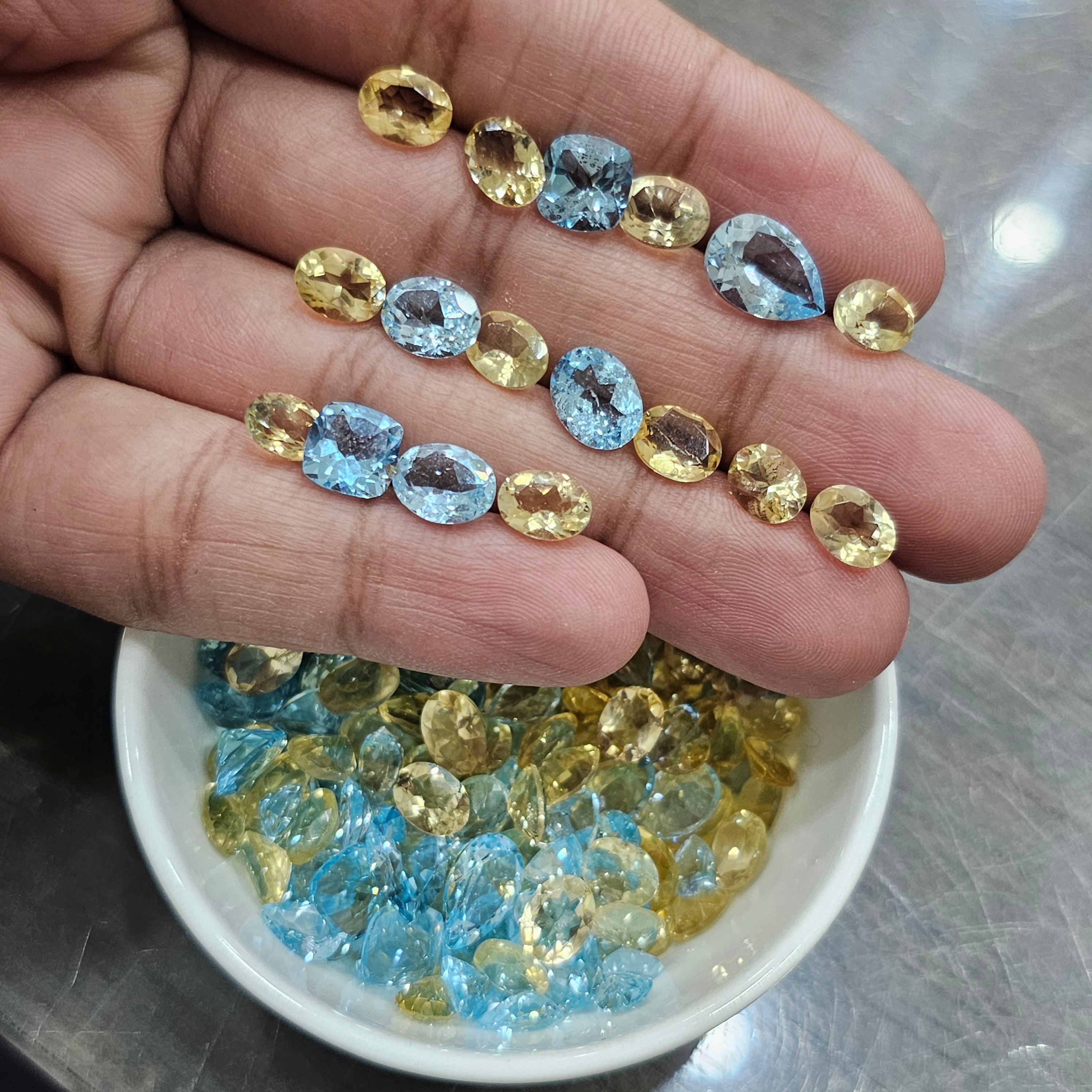 30 Pcs November Birthstone pack | Blue Topaz and Citrines | 8-10mm - The LabradoriteKing