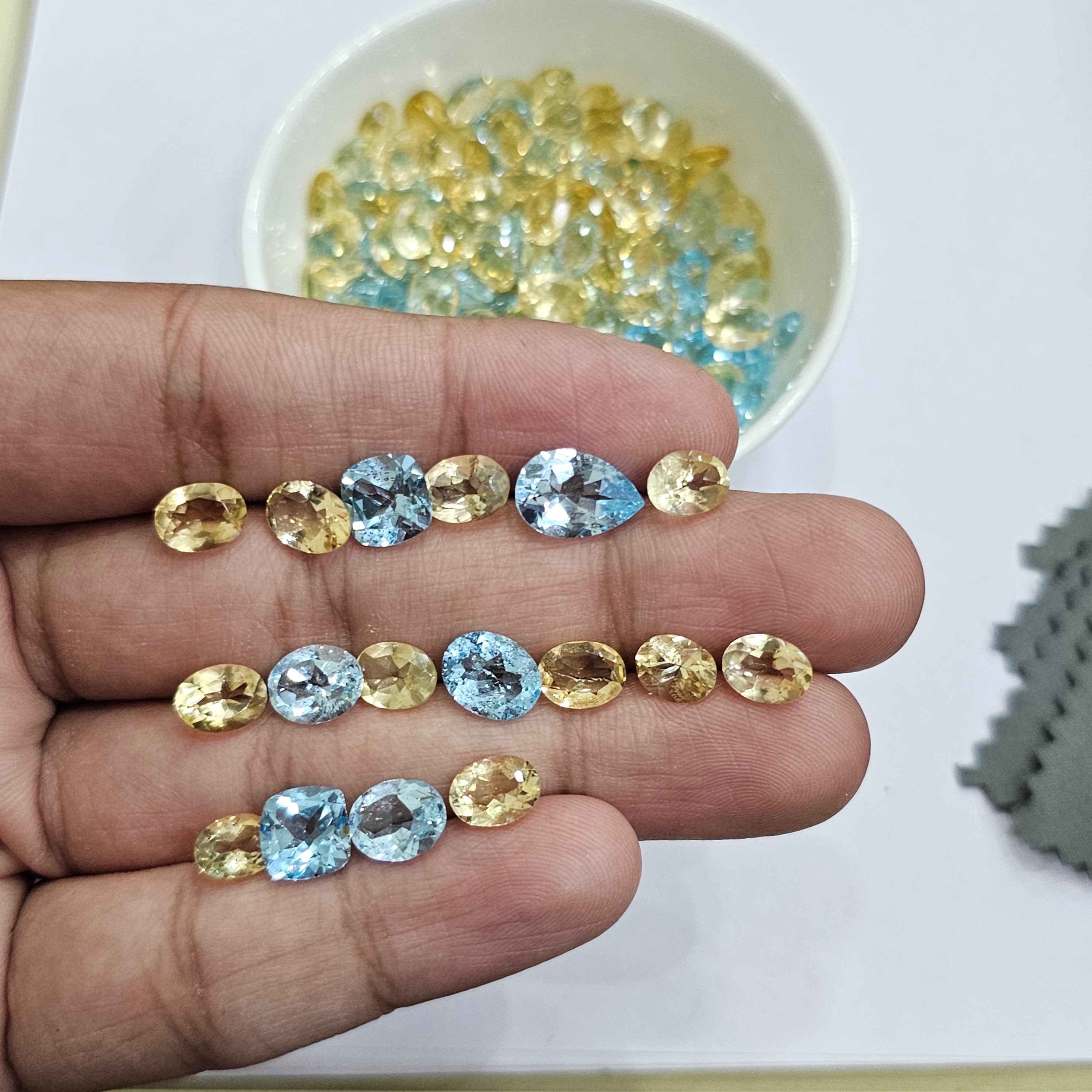 30 Pcs November Birthstone pack | Blue Topaz and Citrines | 8-10mm - The LabradoriteKing