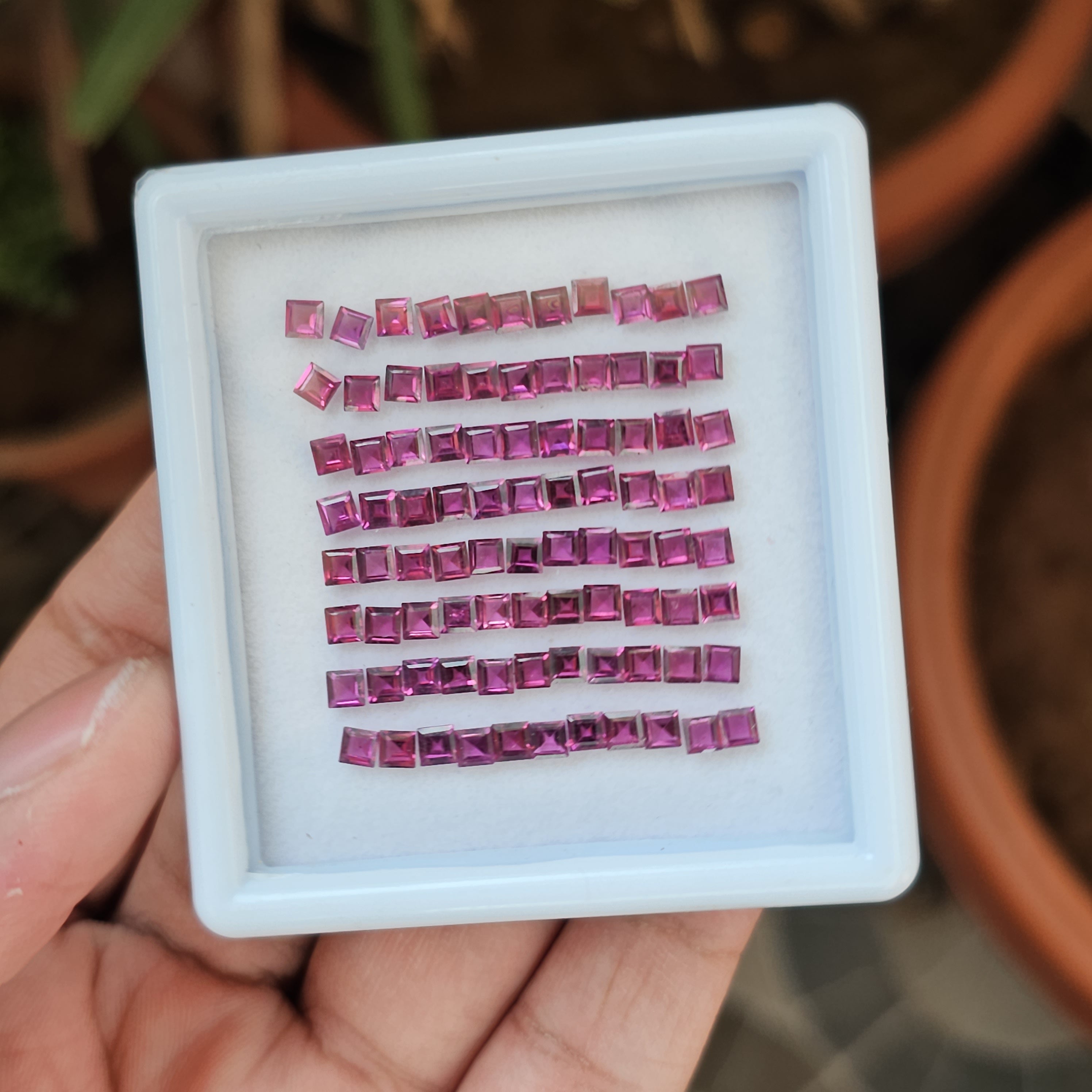 50 Natural Pink Rhodolite Garnet : Square Shape | Size:3mm - The LabradoriteKing