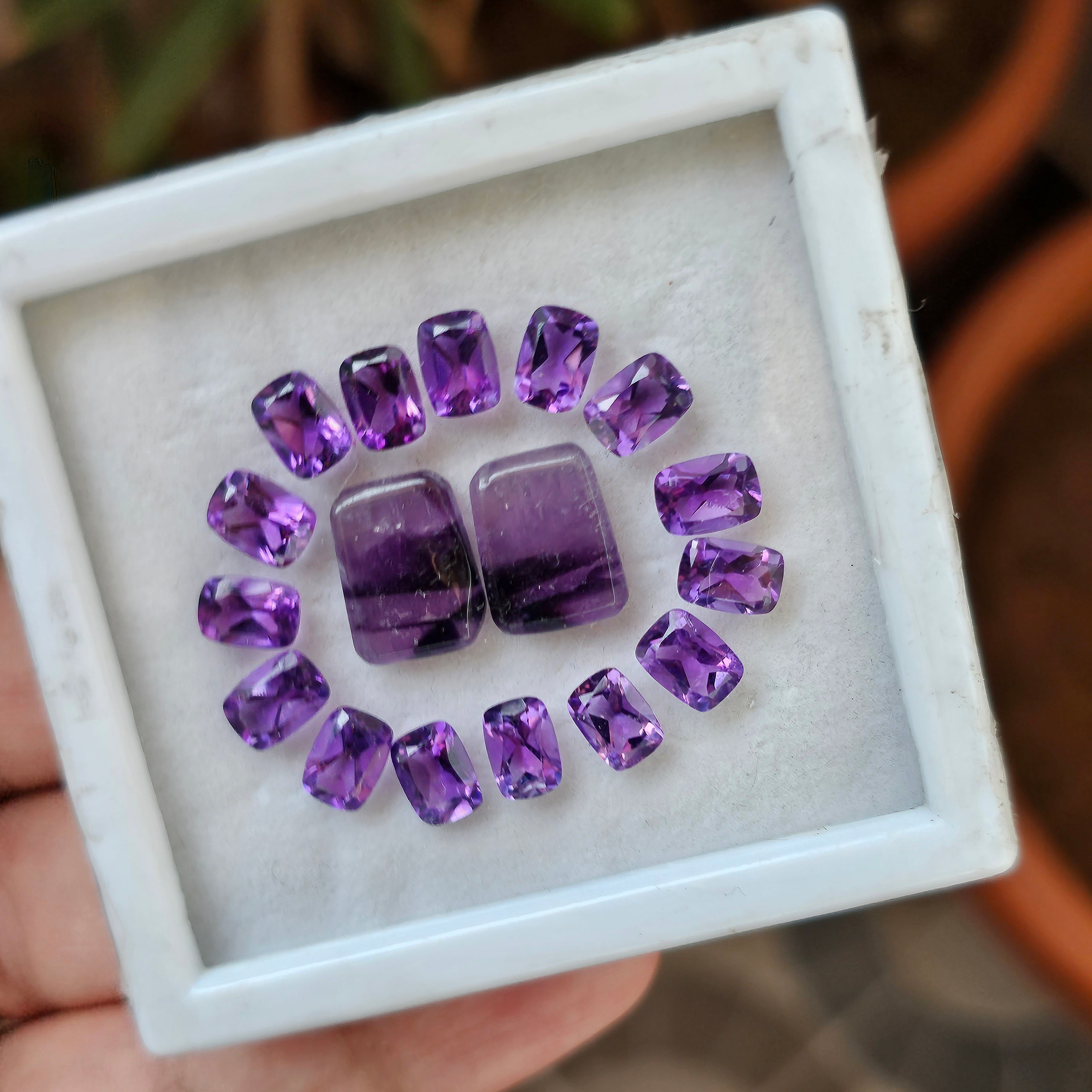 17 Natural  Amethyst :Rectangle Shape | Size:7-12.82mm - The LabradoriteKing