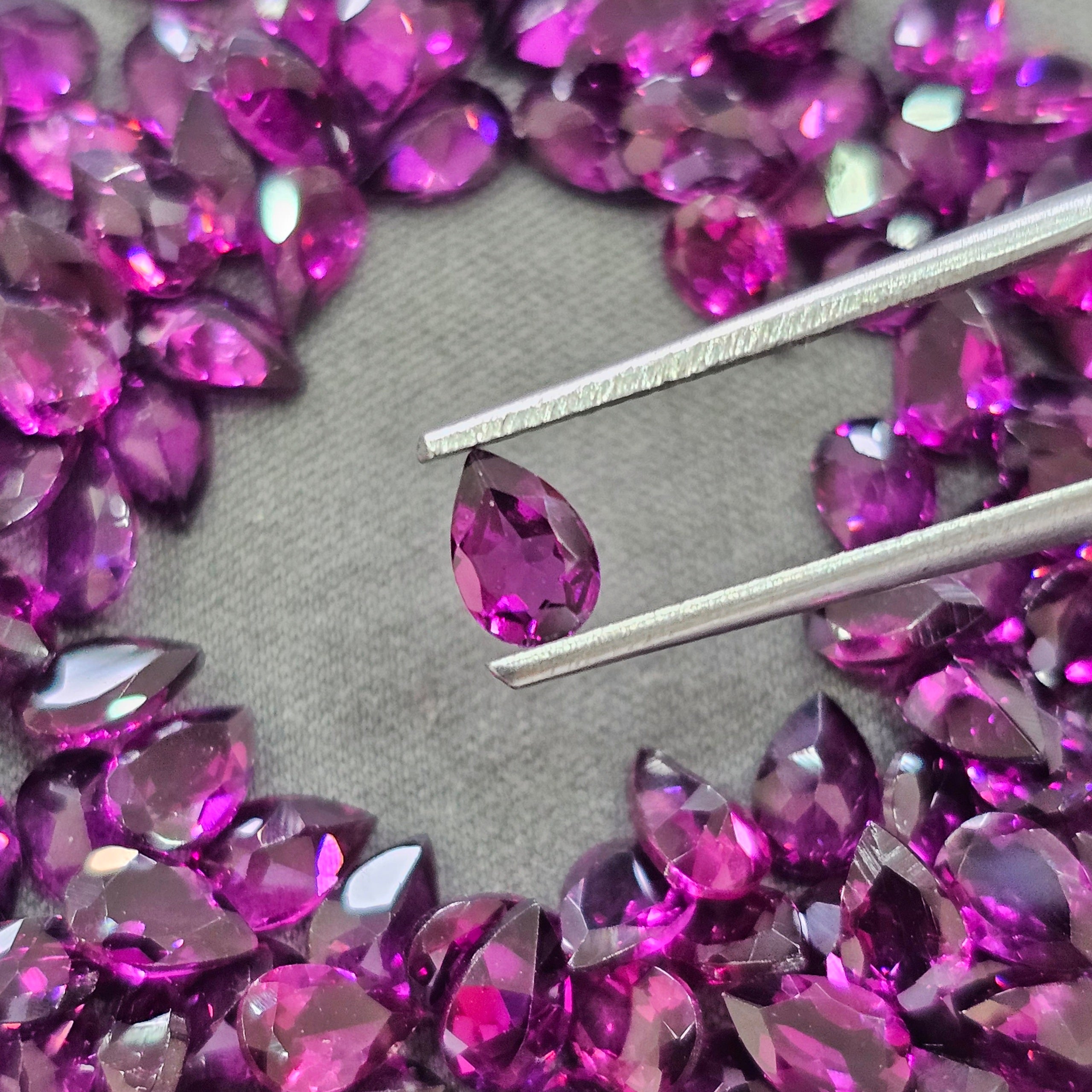 50 Pcs Natural Pink Rhodolite Garnet : Pear Shape | Size:5mm to 6mm - The LabradoriteKing