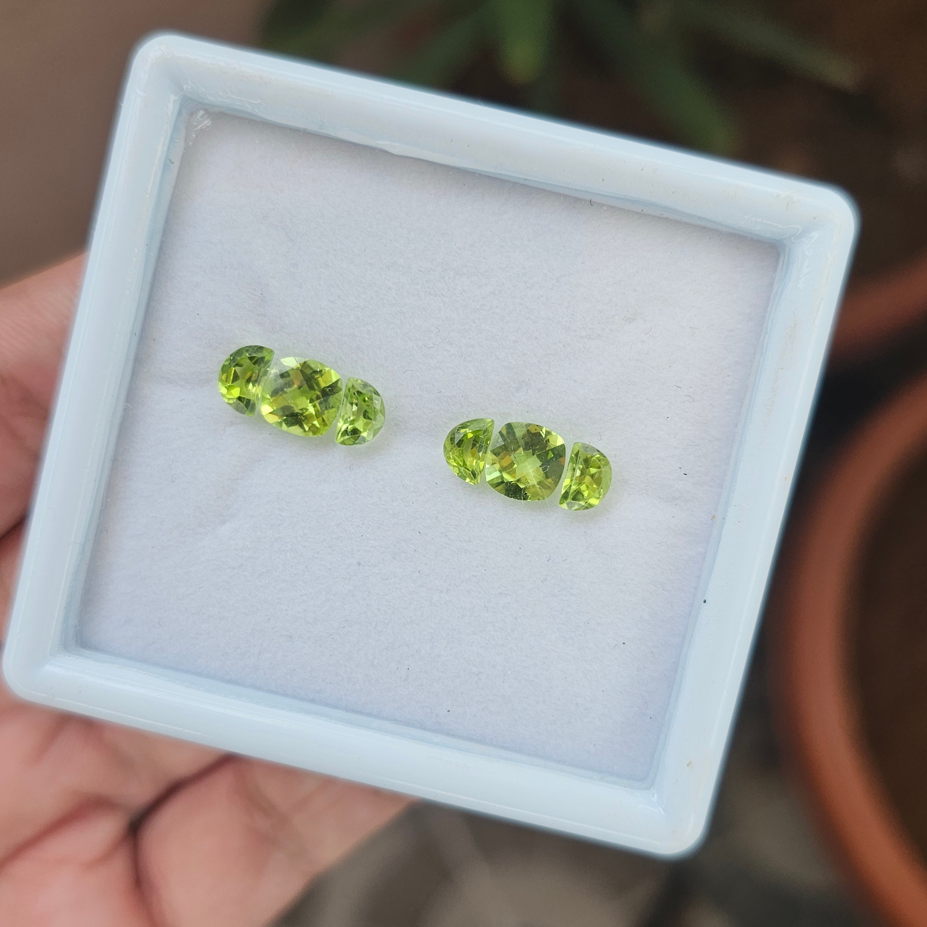 6 Natural Peridot  :Cushion & Haff moon Shape | Size:6x6.70mm - The LabradoriteKing