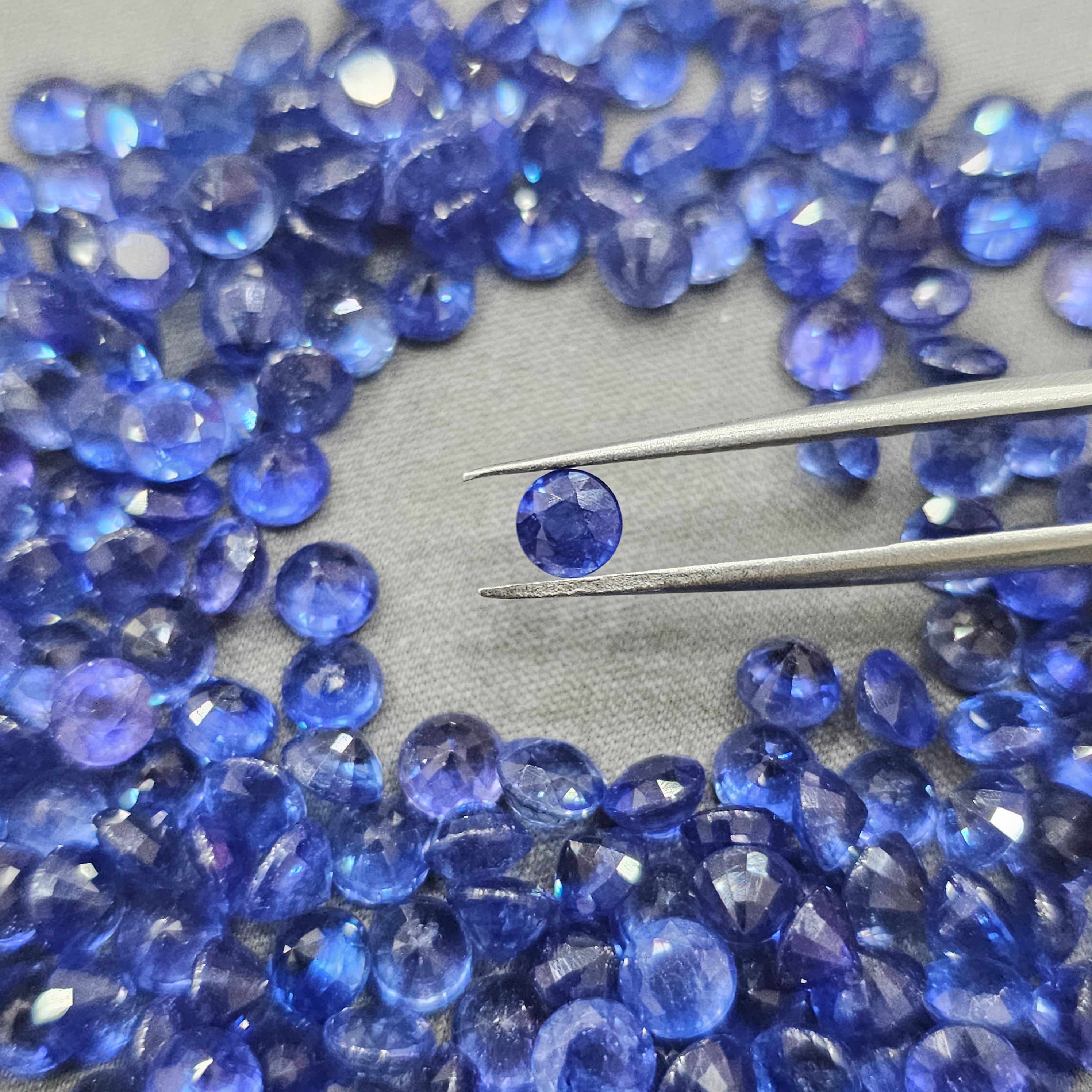 12 Pcs Natural Sapphire  : Round Shape | Size: 4mm, 5mm , 6mm - The LabradoriteKing