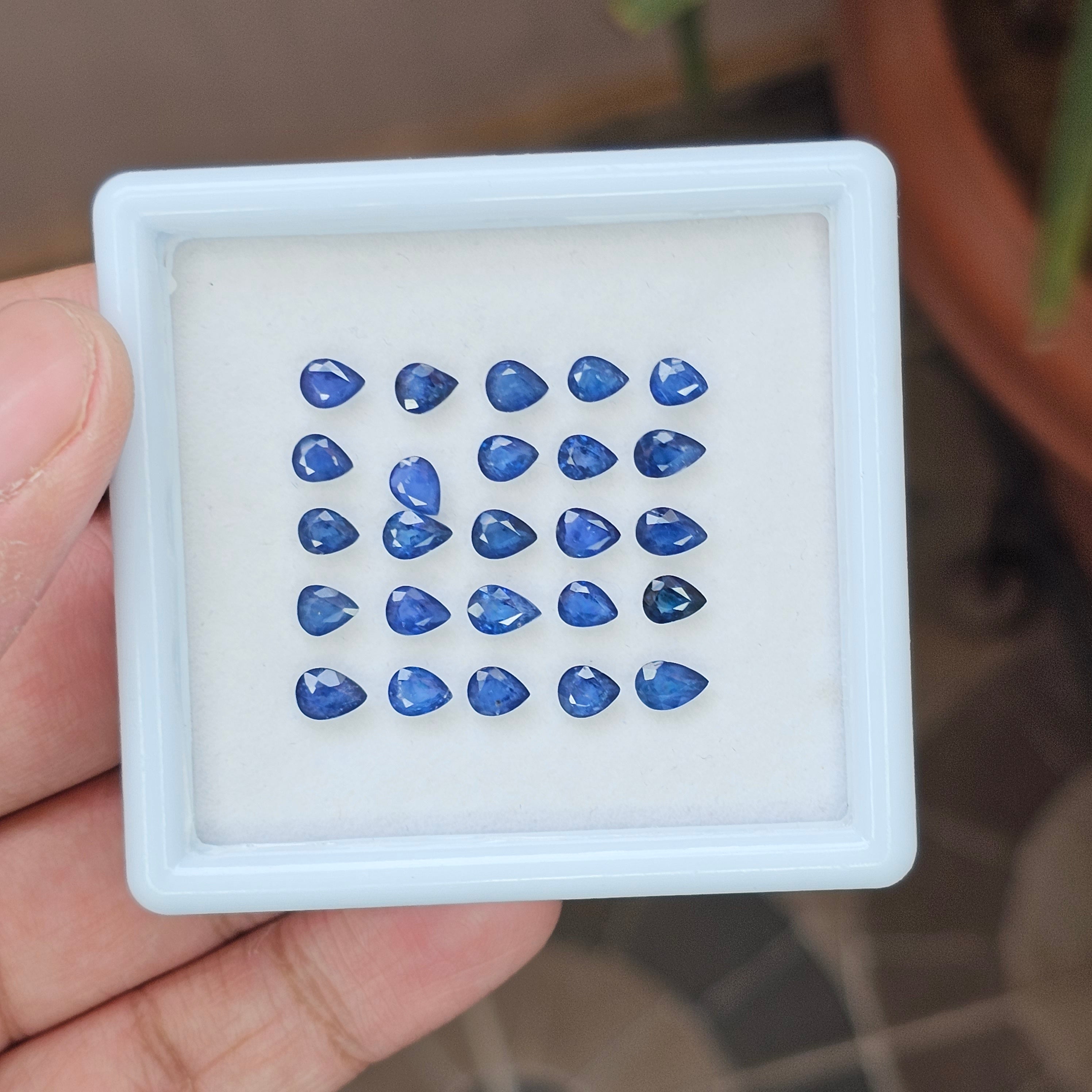 25 Pieces Natural Blue Sapphire Faceted: Shape:Pear | Size:5-6mm - The LabradoriteKing