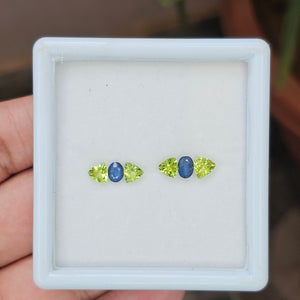 6 Pieces Natural Blue Sapphire & Peridot Faceted: Shape:Mix | Size:5-6mm - The LabradoriteKing