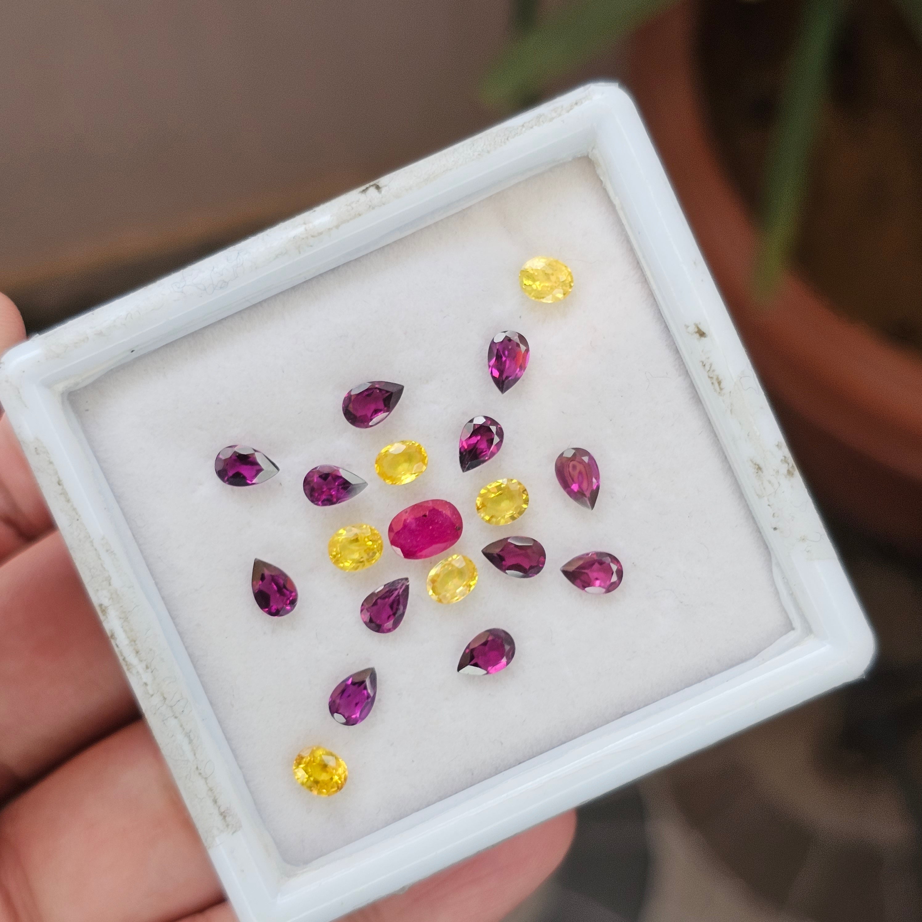 18 Pieces Natural  Rhodolite Garnet, Sapphire & Ruby  Faceted: Shape: Mix| Size:5-7mm - The LabradoriteKing